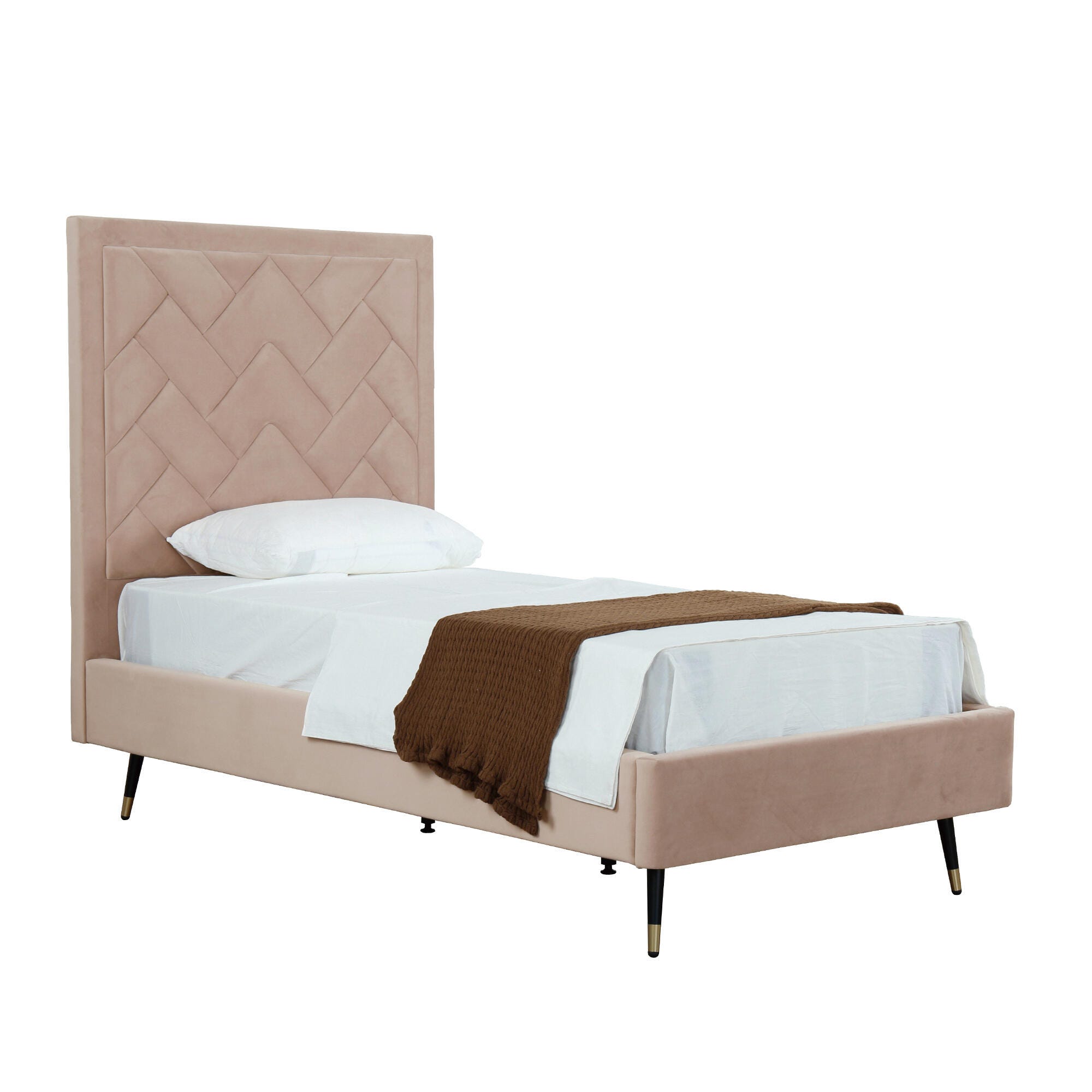 Manhattan Comfort Crosby Twin Platform Bed, Nude, large
