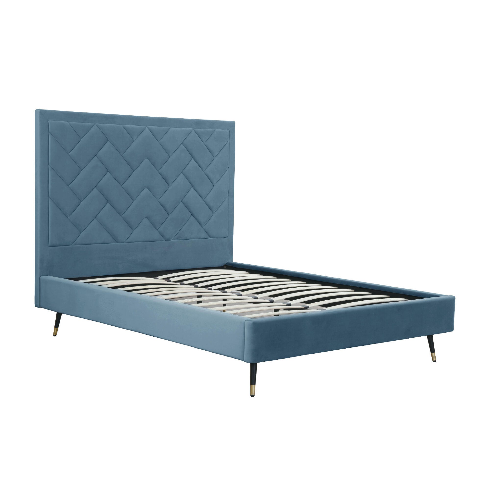 Manhattan Comfort Crosby Queen Upholstered Bed, Blue, large