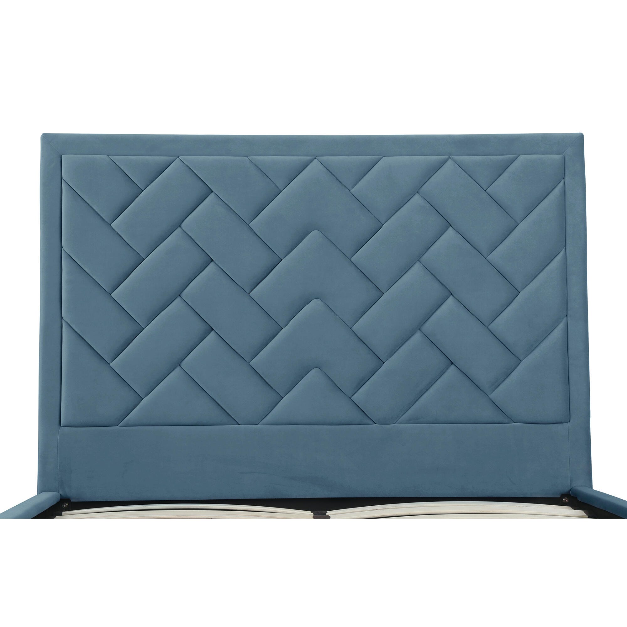 Manhattan Comfort Crosby Queen Upholstered Bed, Blue, large