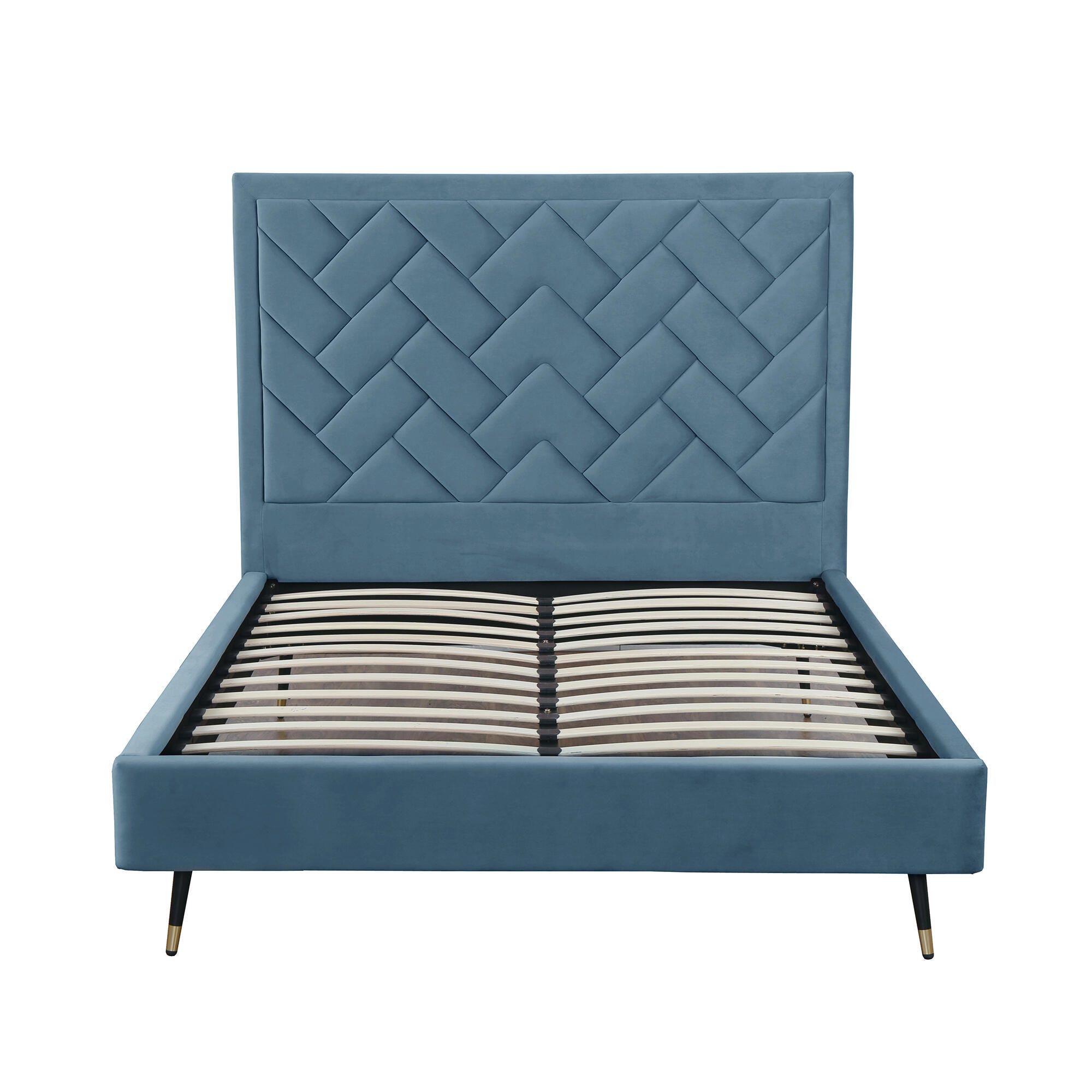Manhattan Comfort Crosby Queen Upholstered Bed, Blue, large