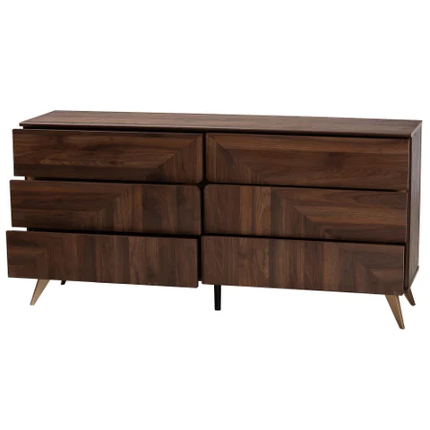 Baxton Studio Transitional Walnut Brown Finished Wood 6-Drawer Dresser Baxton Studio Transitional Walnut Brown Finished Wood 6-Drawer Dresser