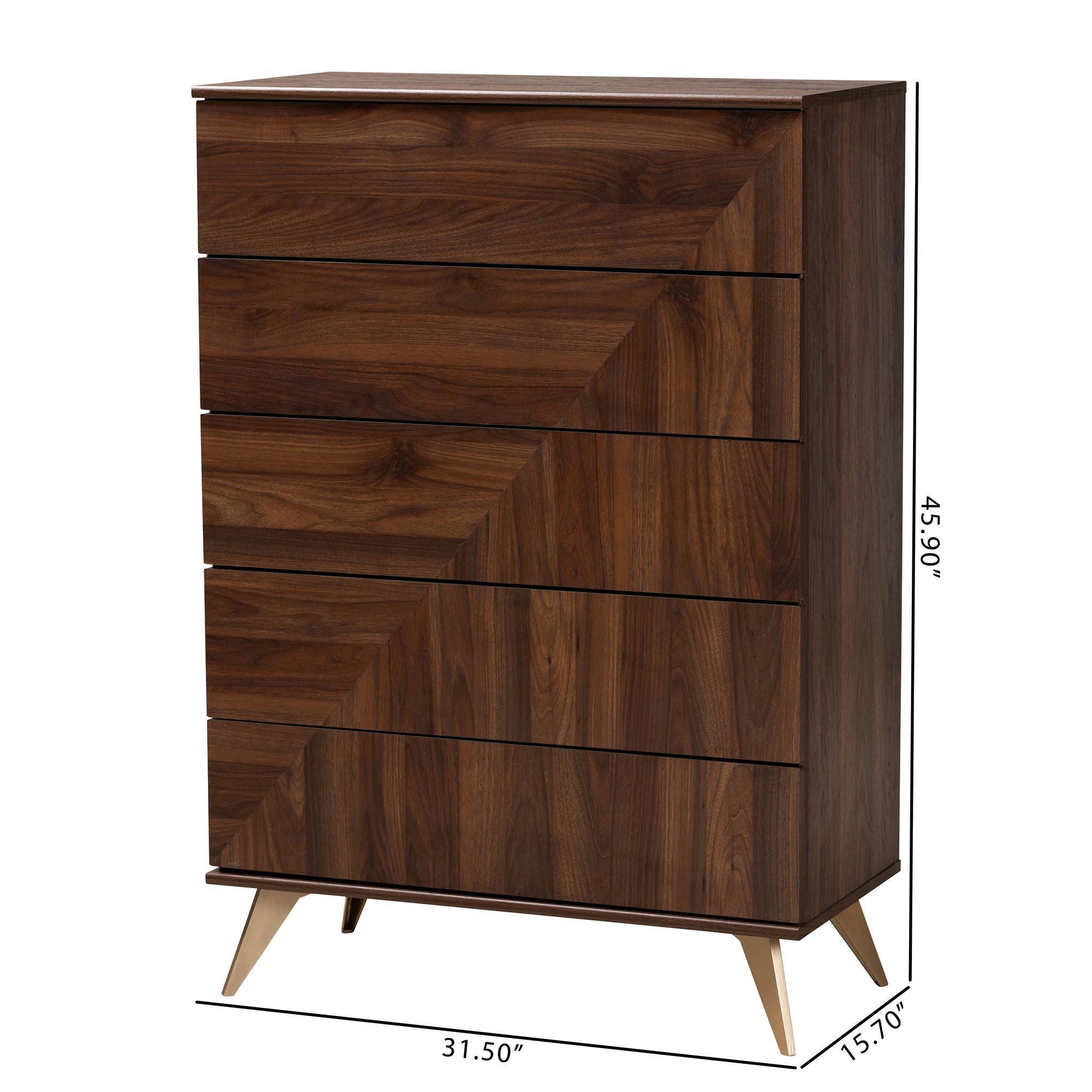 Baxton Studio Graceland 32" 5-Drawer Chest, , large