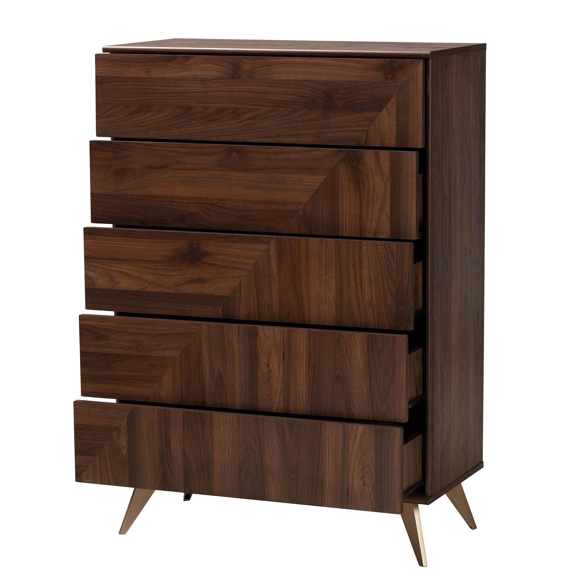 Baxton Studio Graceland 32" 5-Drawer Chest, , large