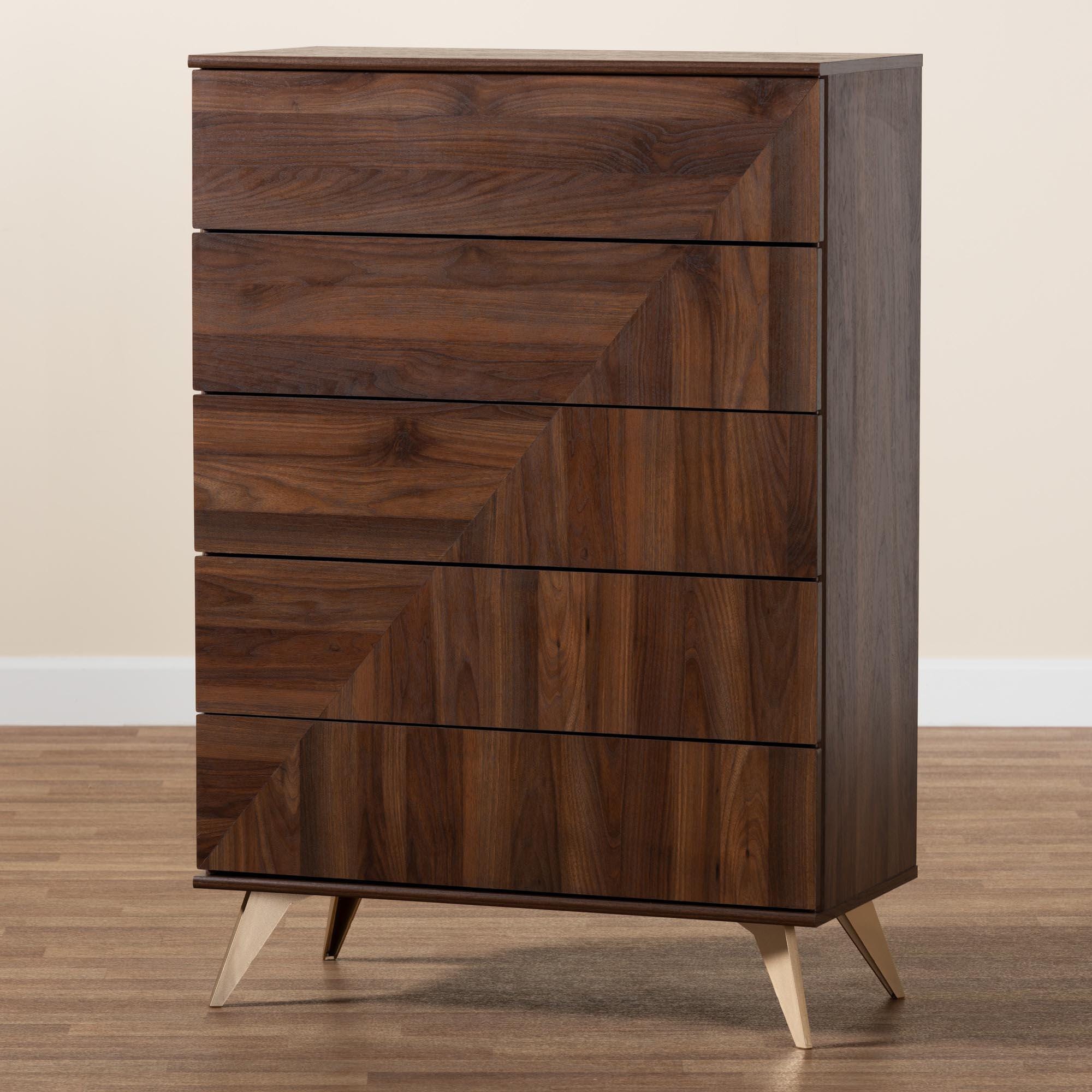 Baxton Studio Graceland 32" 5-Drawer Chest, , large