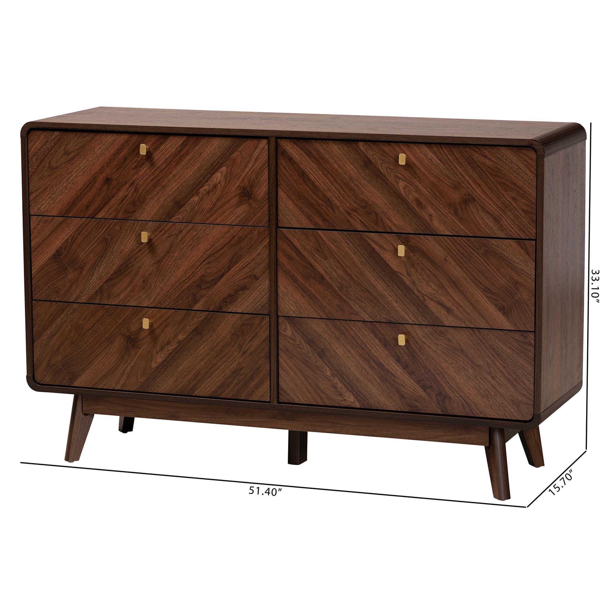 Baxton Studio Markell 52" 6-Drawer Dresser, , large