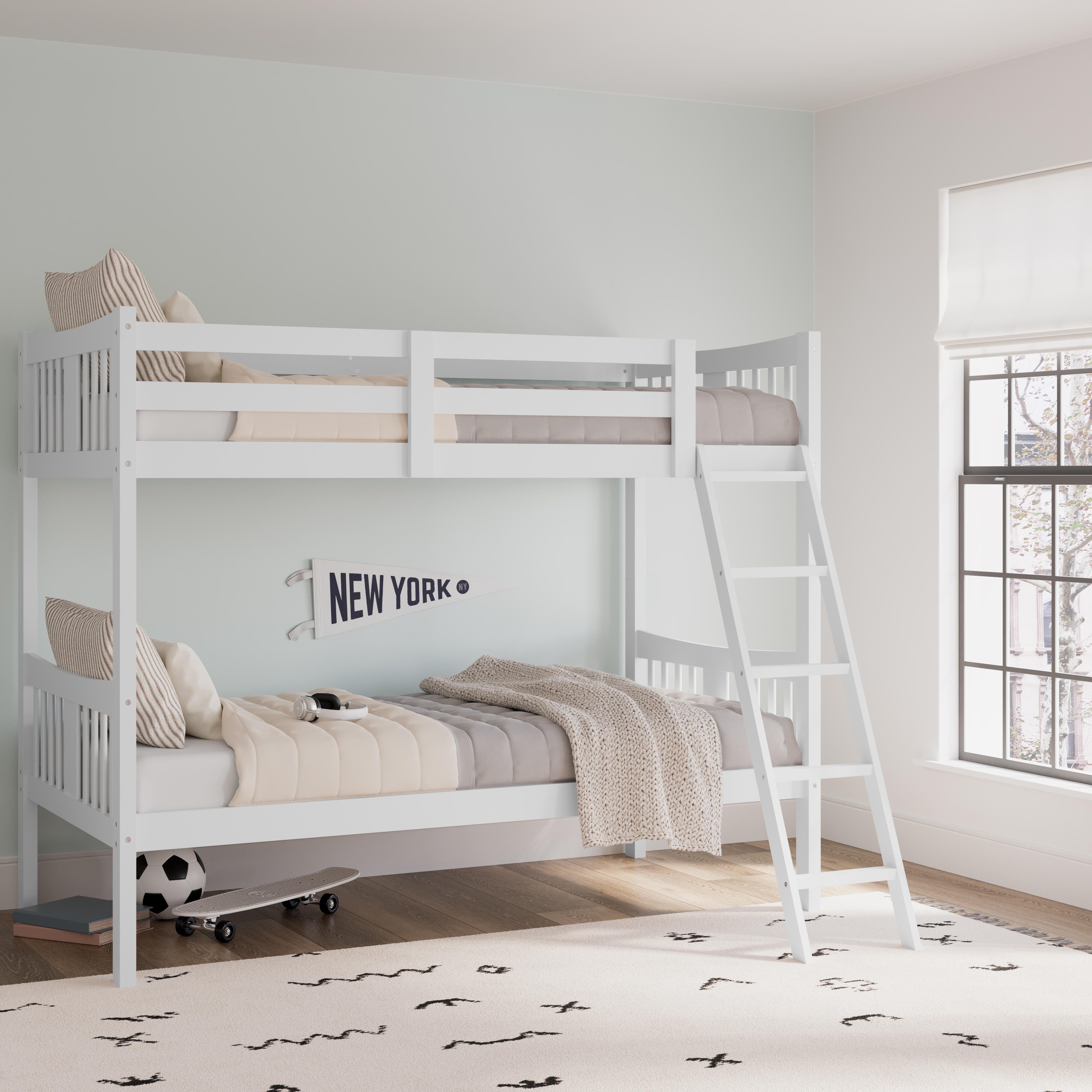 Storkcraft Caribou Twin-over-Twin Bunk Bed, White, large