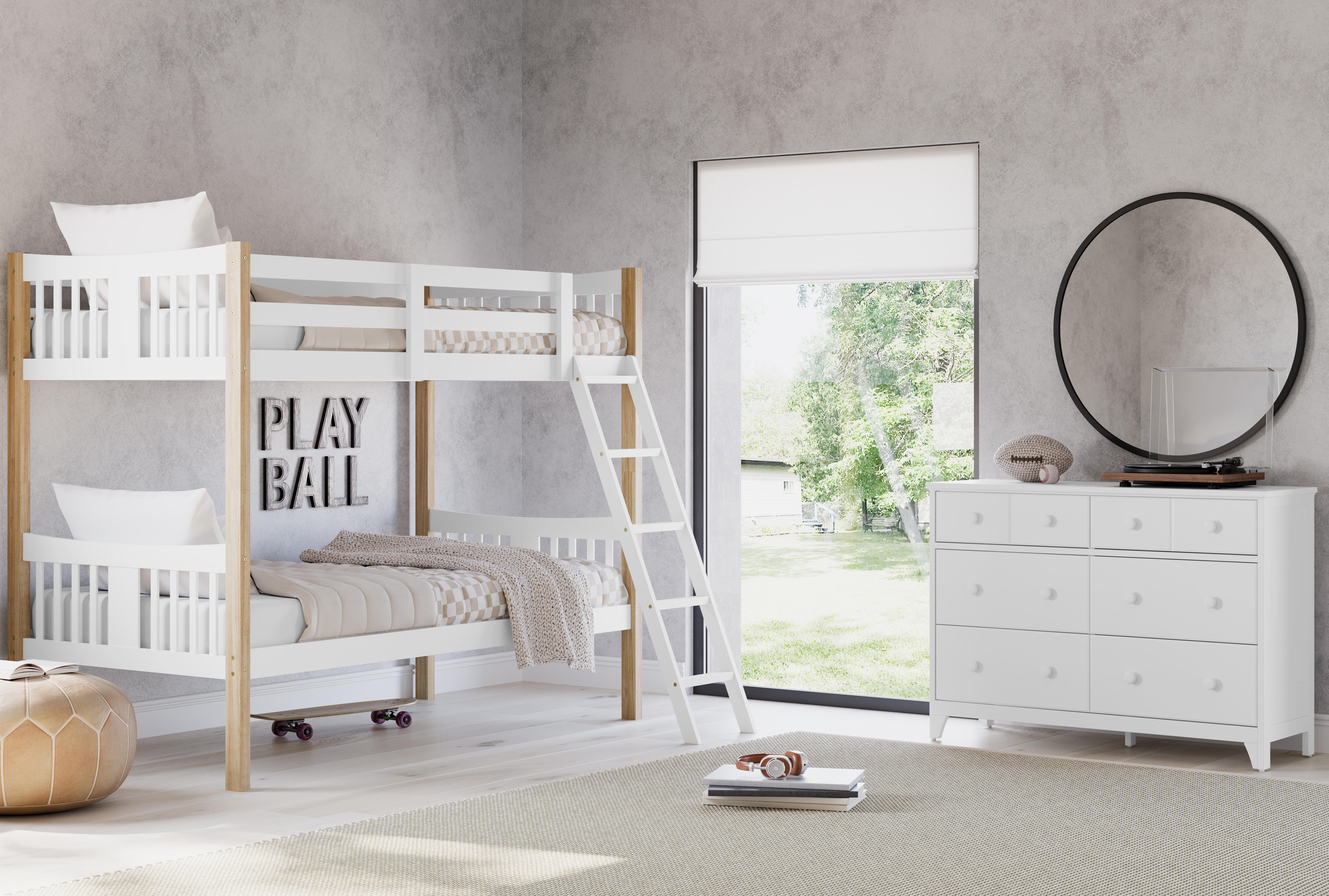Storkcraft Caribou Twin-over-Twin Bunk Bed, White/Natural, large