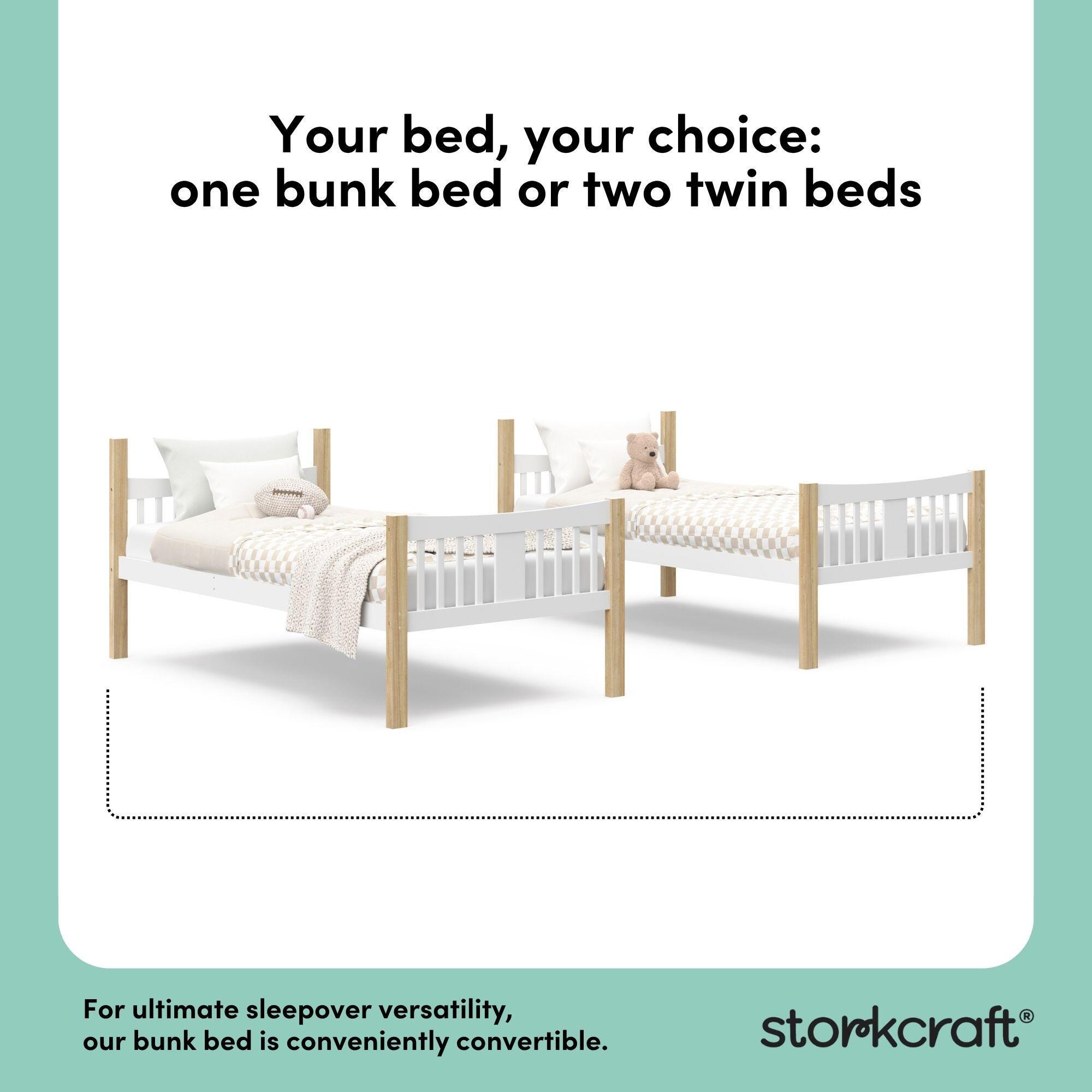Storkcraft Caribou Twin-over-Twin Bunk Bed, White/Natural, large