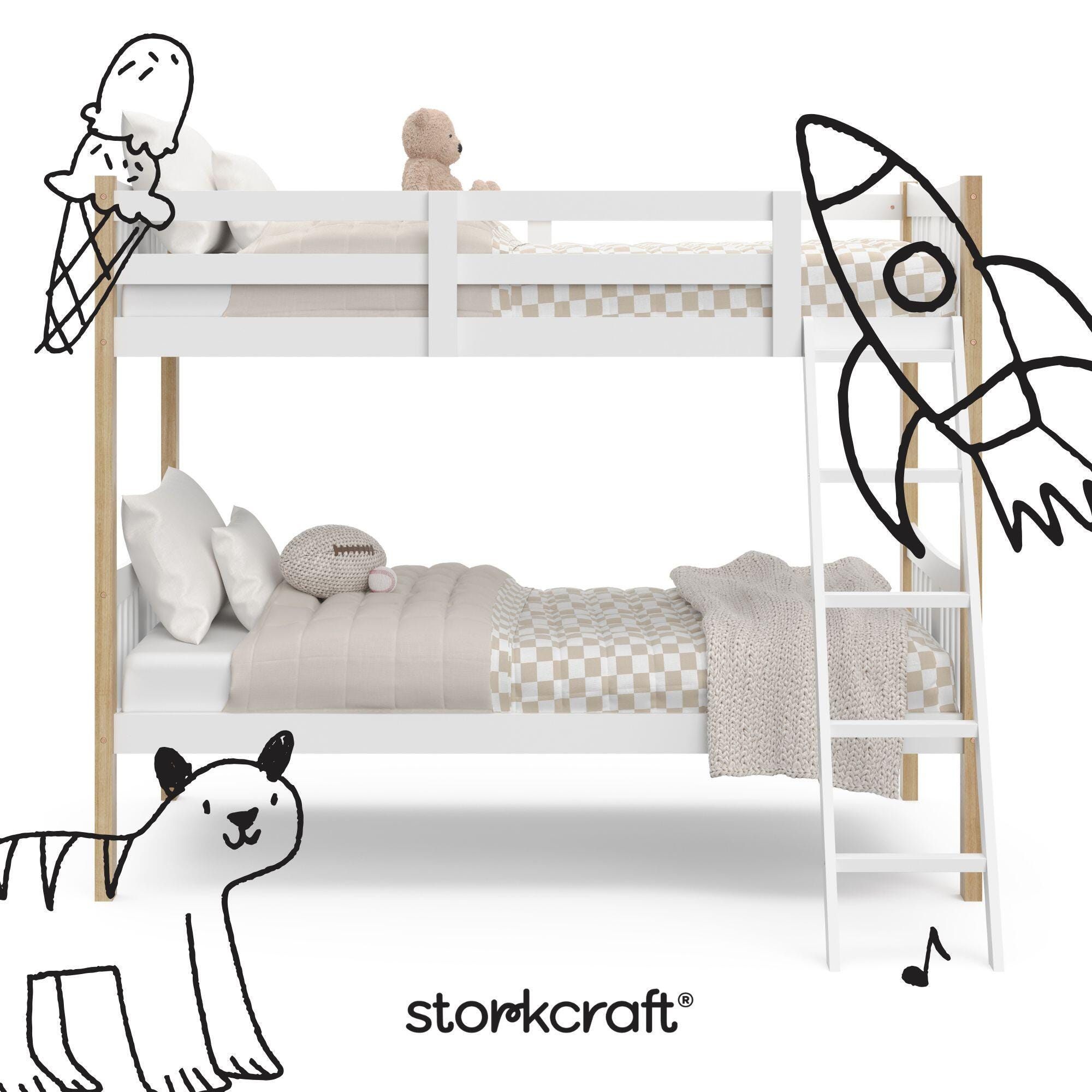 Storkcraft Caribou Twin-over-Twin Bunk Bed, White/Natural, large