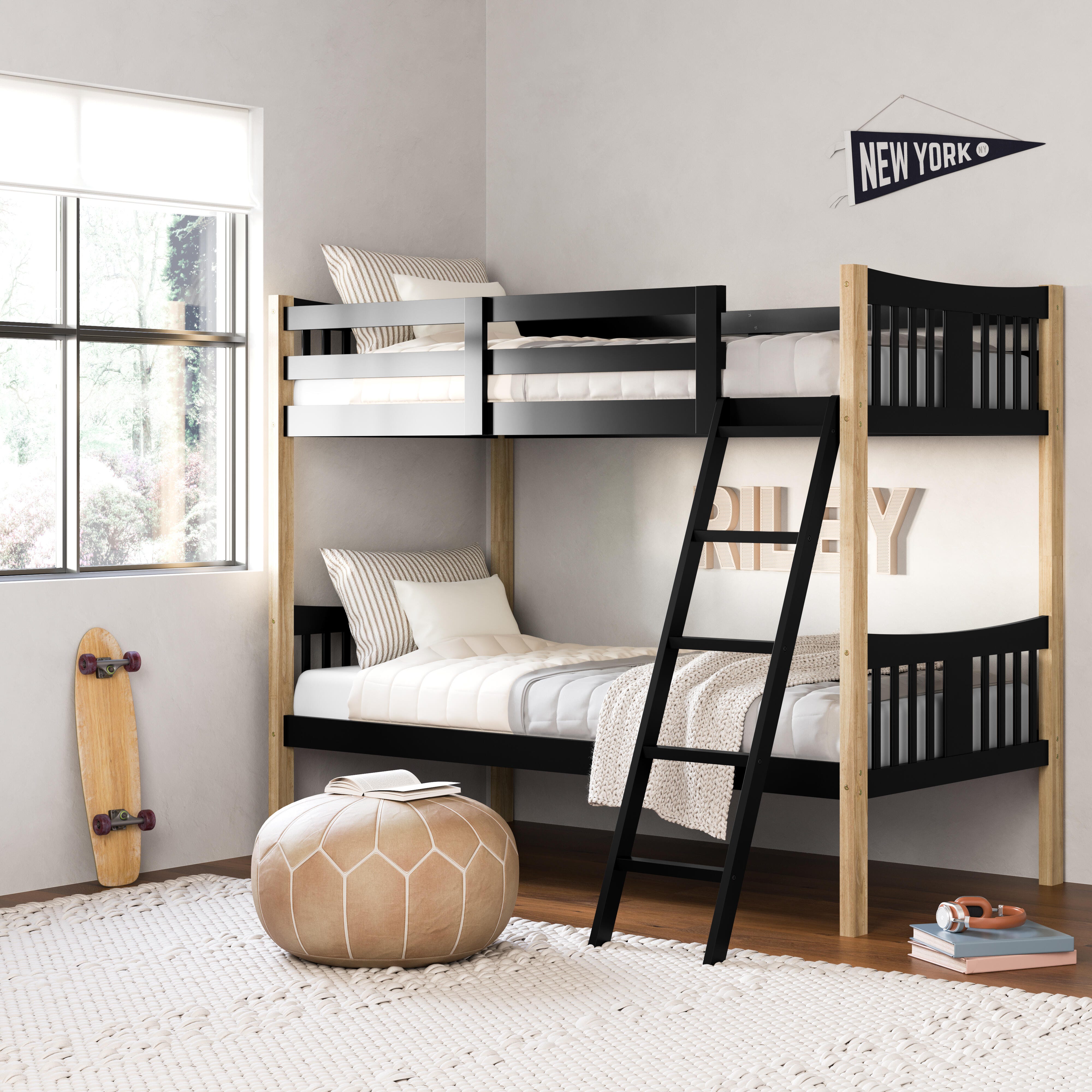 Storkcraft Caribou Twin-over-Twin Bunk Bed, Black/Natural, rollover
