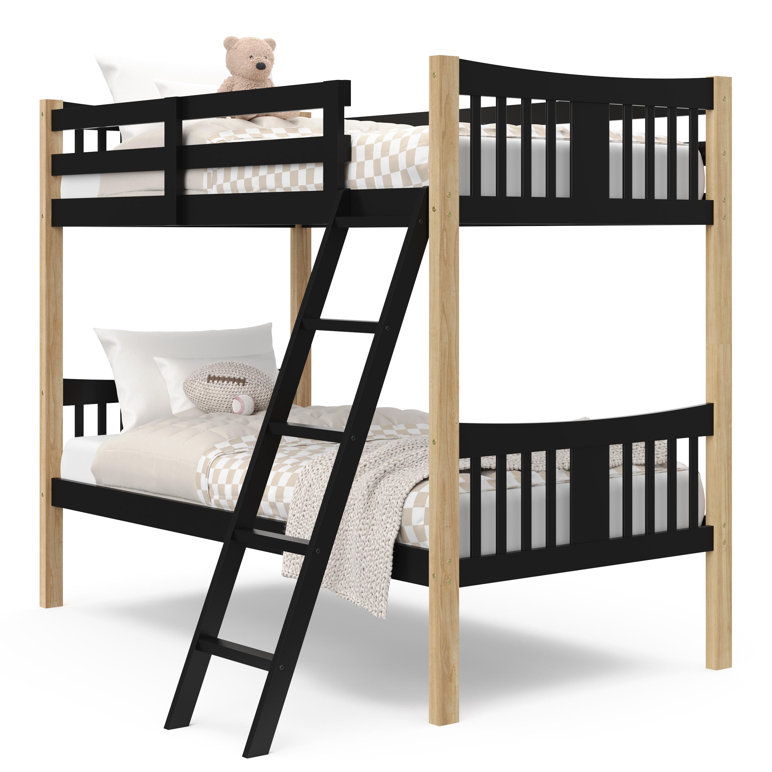 Storkcraft Caribou Twin-over-Twin Bunk Bed, Black/Natural, large