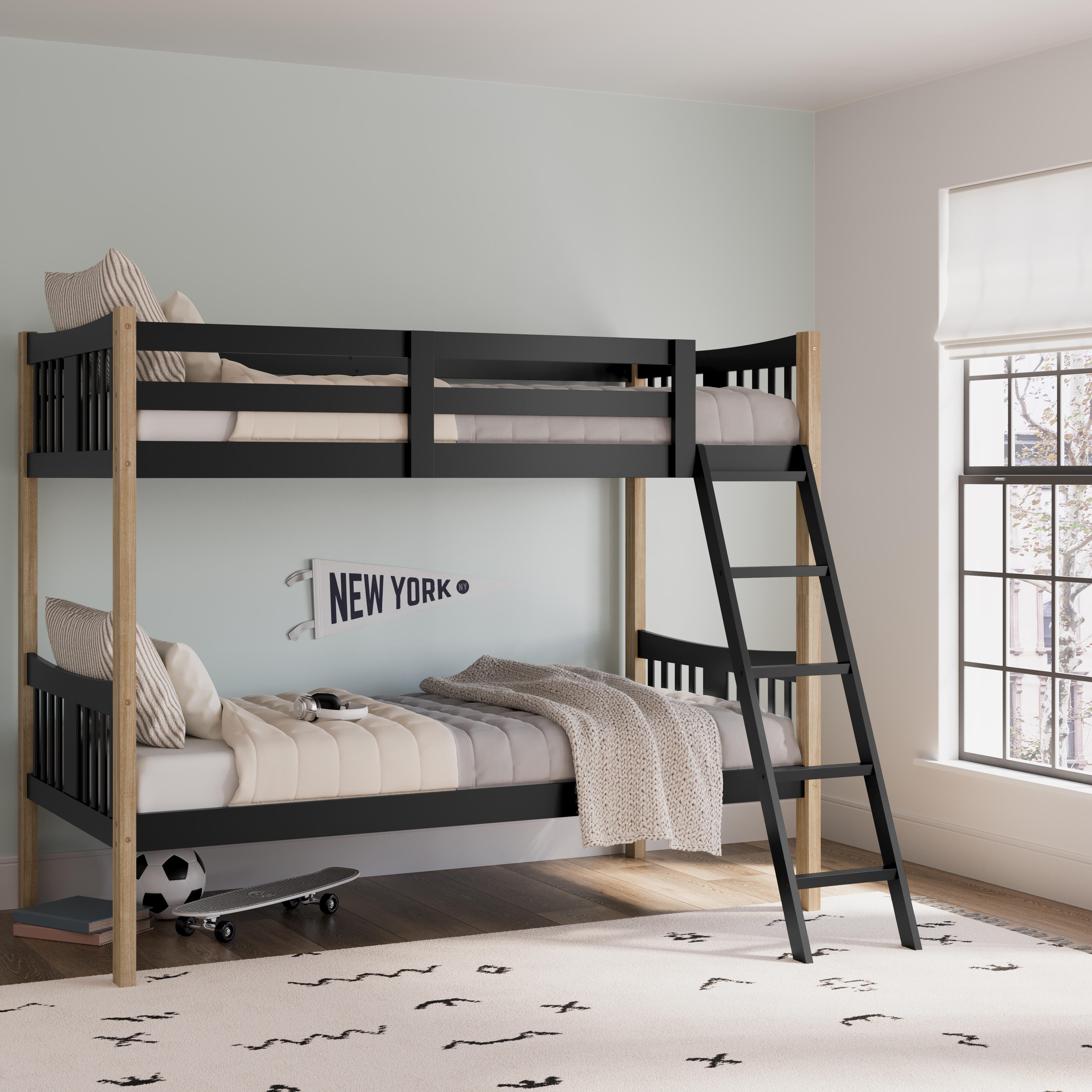 Storkcraft Caribou Twin-over-Twin Bunk Bed, Black/Natural, large
