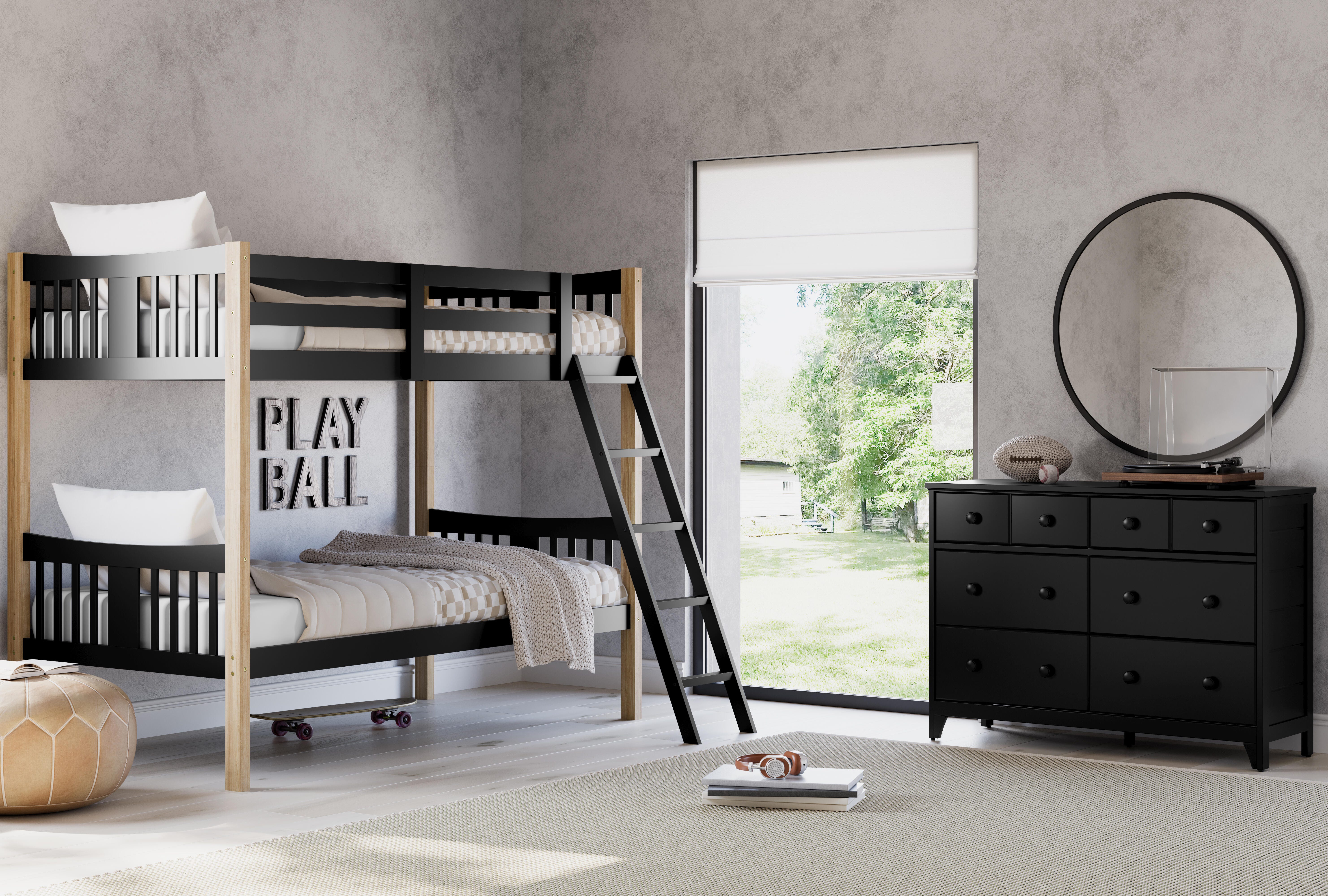 Storkcraft Caribou Twin-over-Twin Bunk Bed, Black/Natural, large