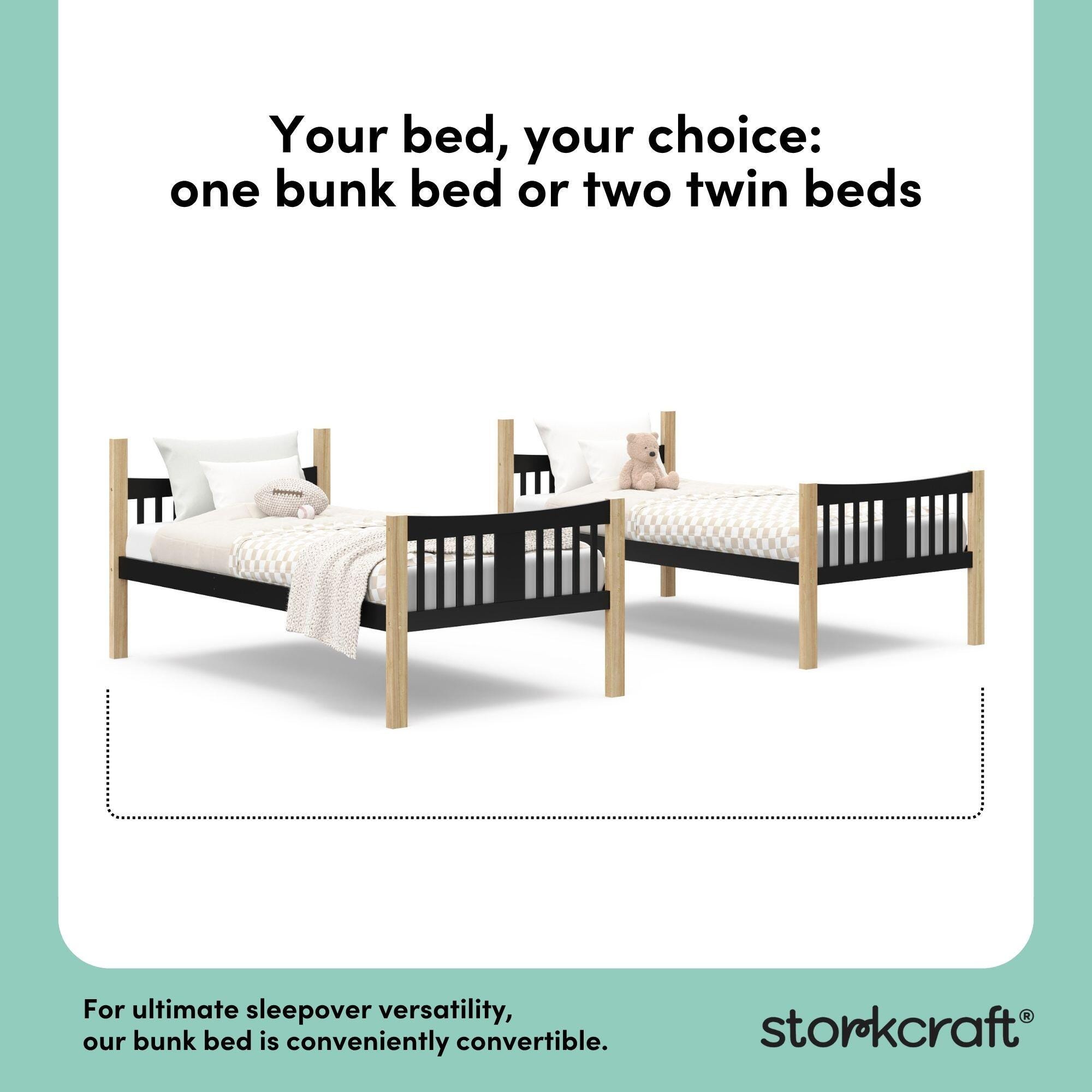 Storkcraft Caribou Twin-over-Twin Bunk Bed, Black/Natural, large