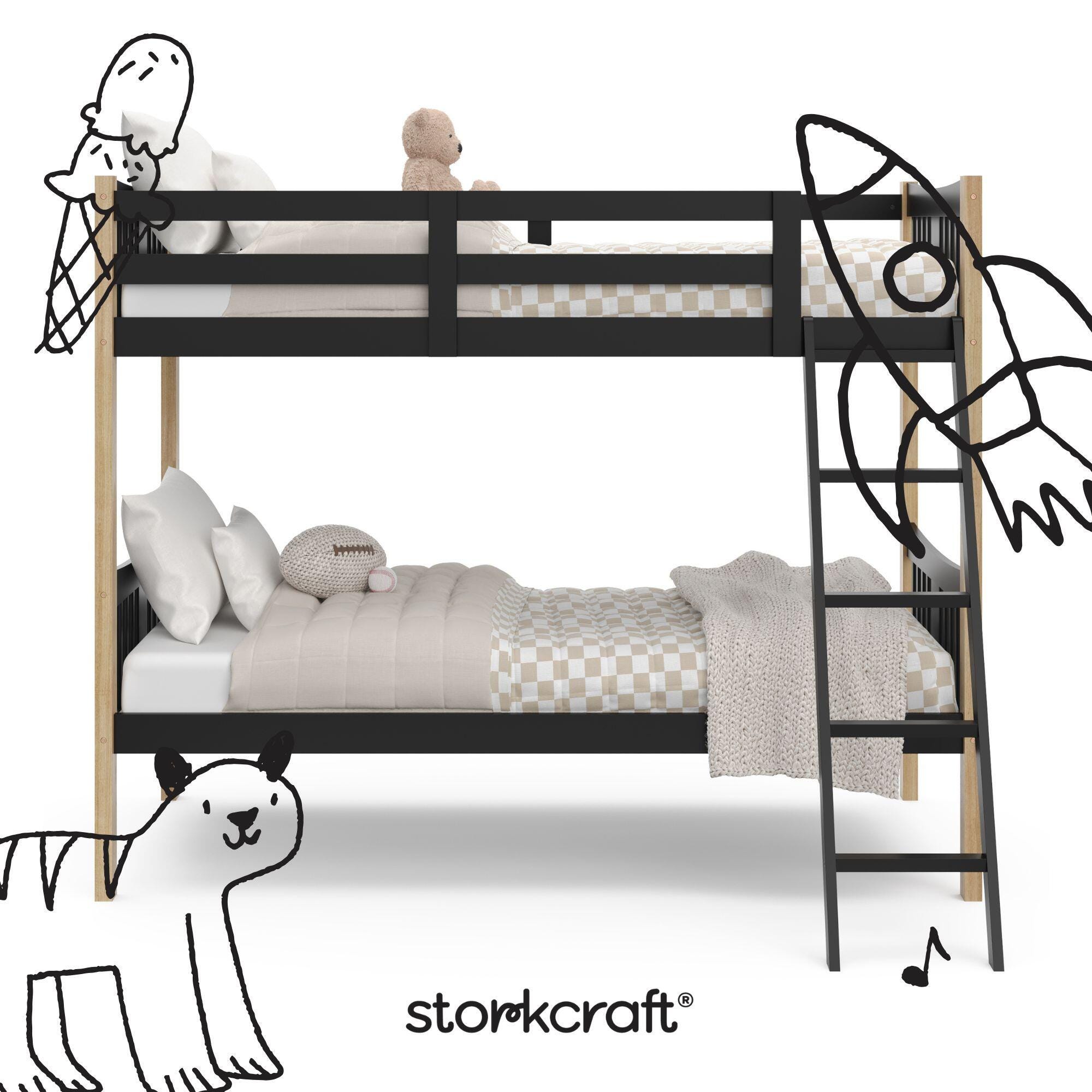 Storkcraft Caribou Twin-over-Twin Bunk Bed, Black/Natural, large