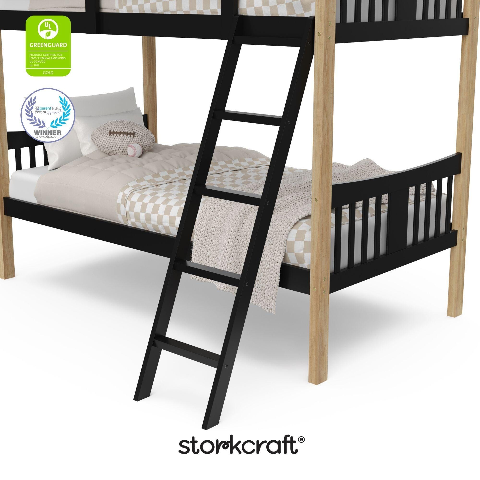 Storkcraft Caribou Twin-over-Twin Bunk Bed, Black/Natural, large