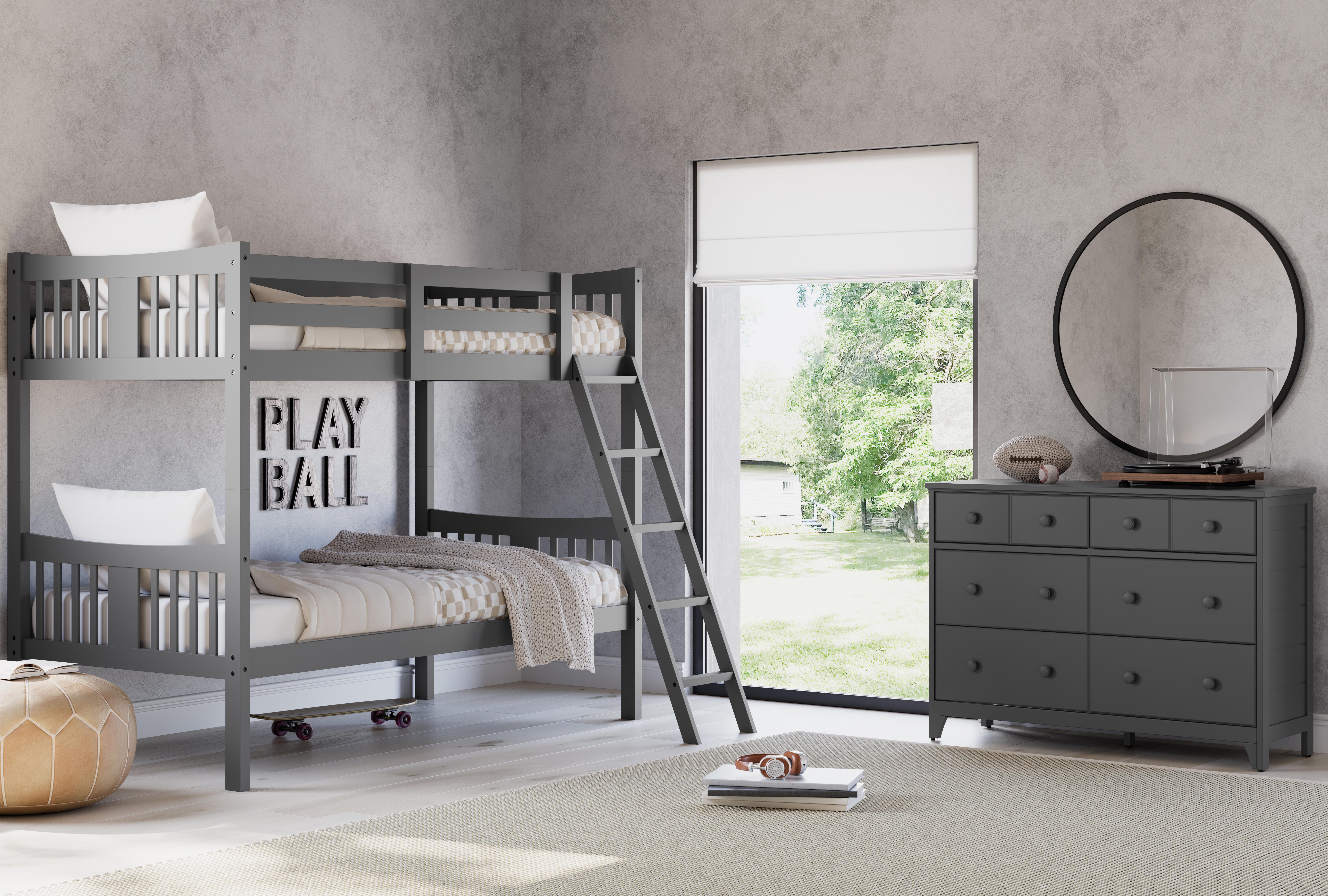 Storkcraft Caribou Twin-over-Twin Bunk Bed, Gray, large