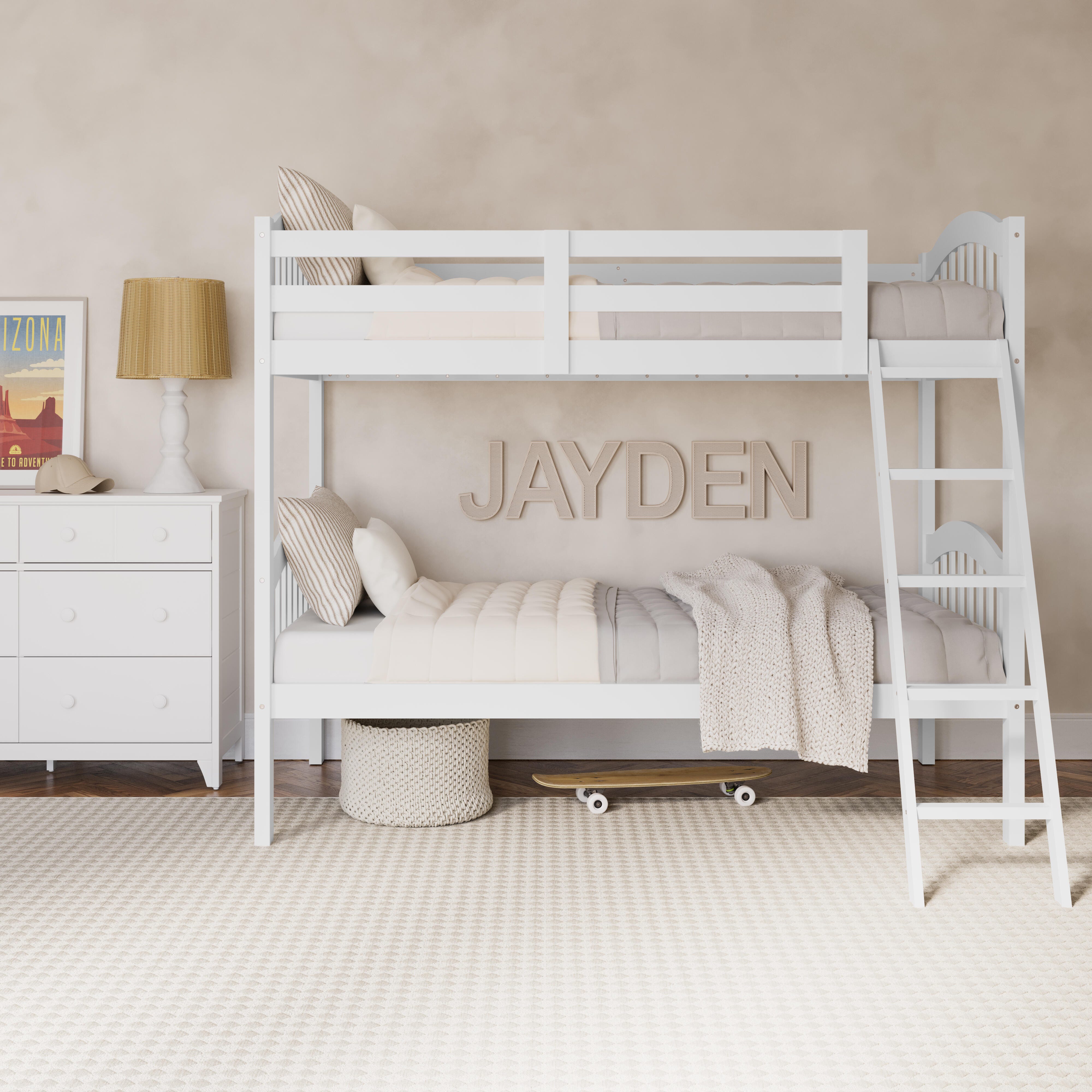 Storkcraft Longhorn Twin-over-Twin Bunk Bed, White, large