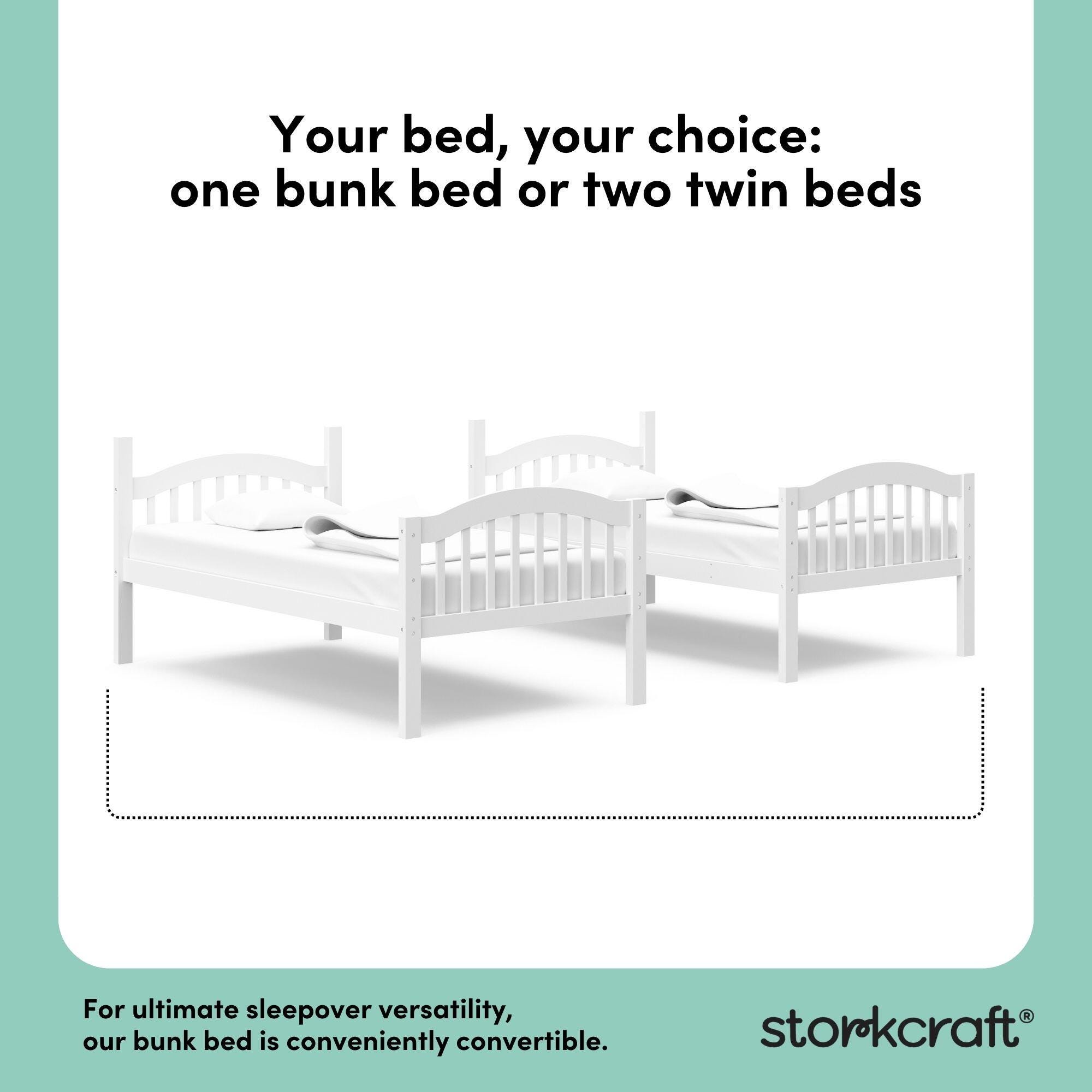 Storkcraft Longhorn Twin-over-Twin Bunk Bed, White, large