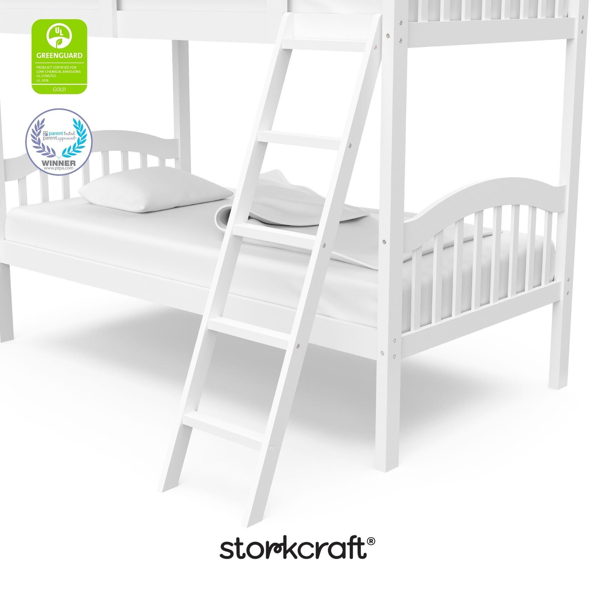 Storkcraft Longhorn Twin-over-Twin Bunk Bed, White, large