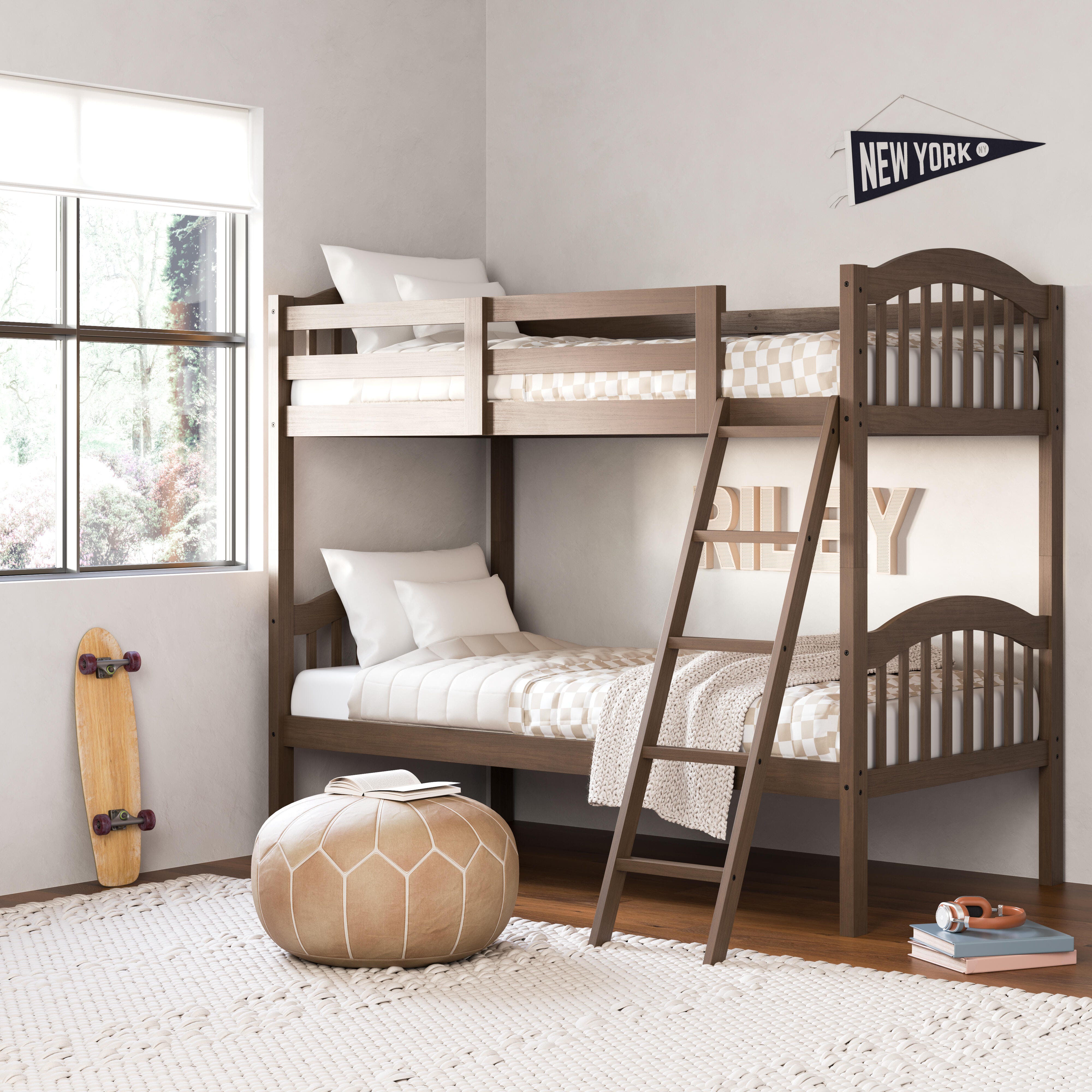 Storkcraft Longhorn Twin-over-Twin Bunk Bed, Hazelnut, large