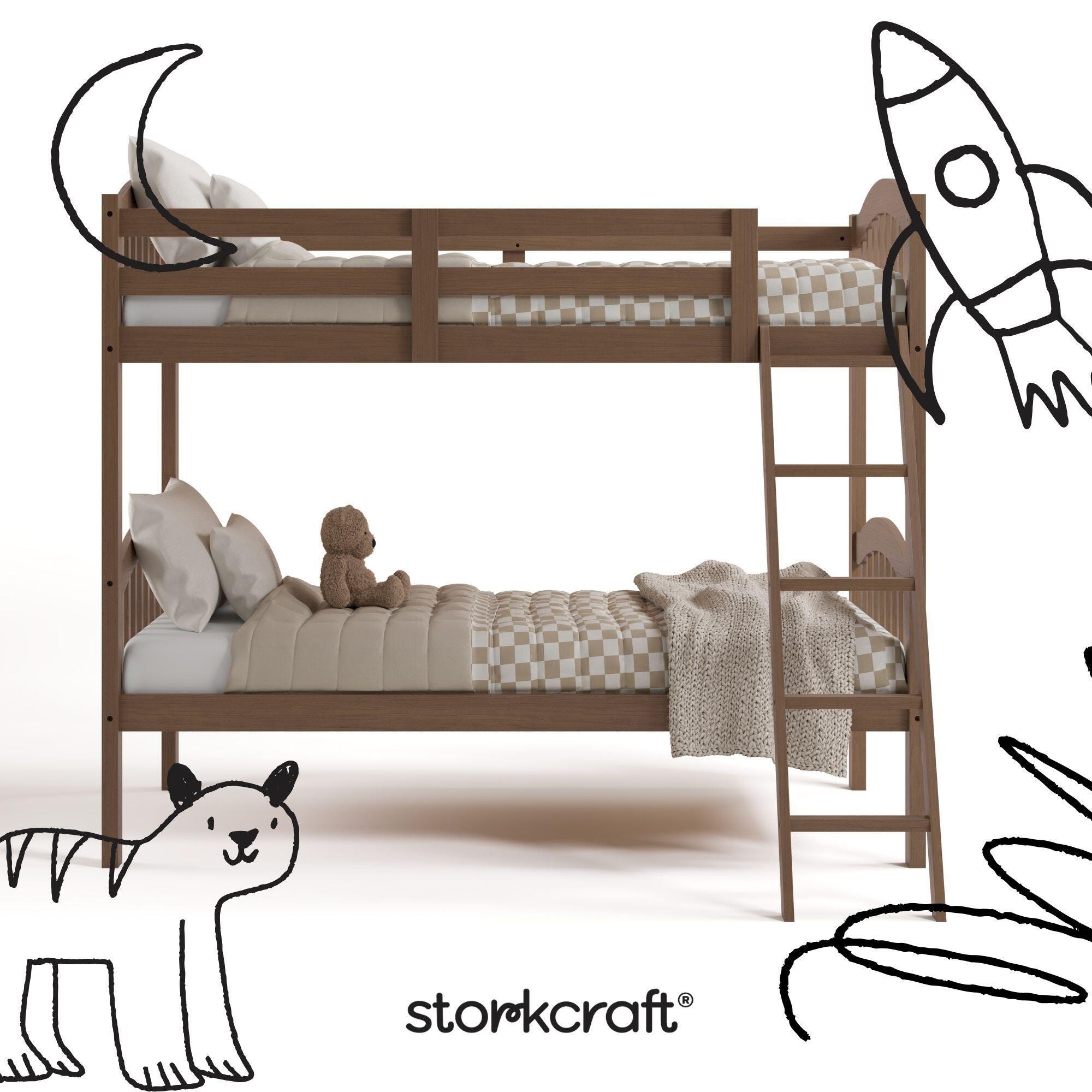 Storkcraft Longhorn Twin-over-Twin Bunk Bed, Hazelnut, large