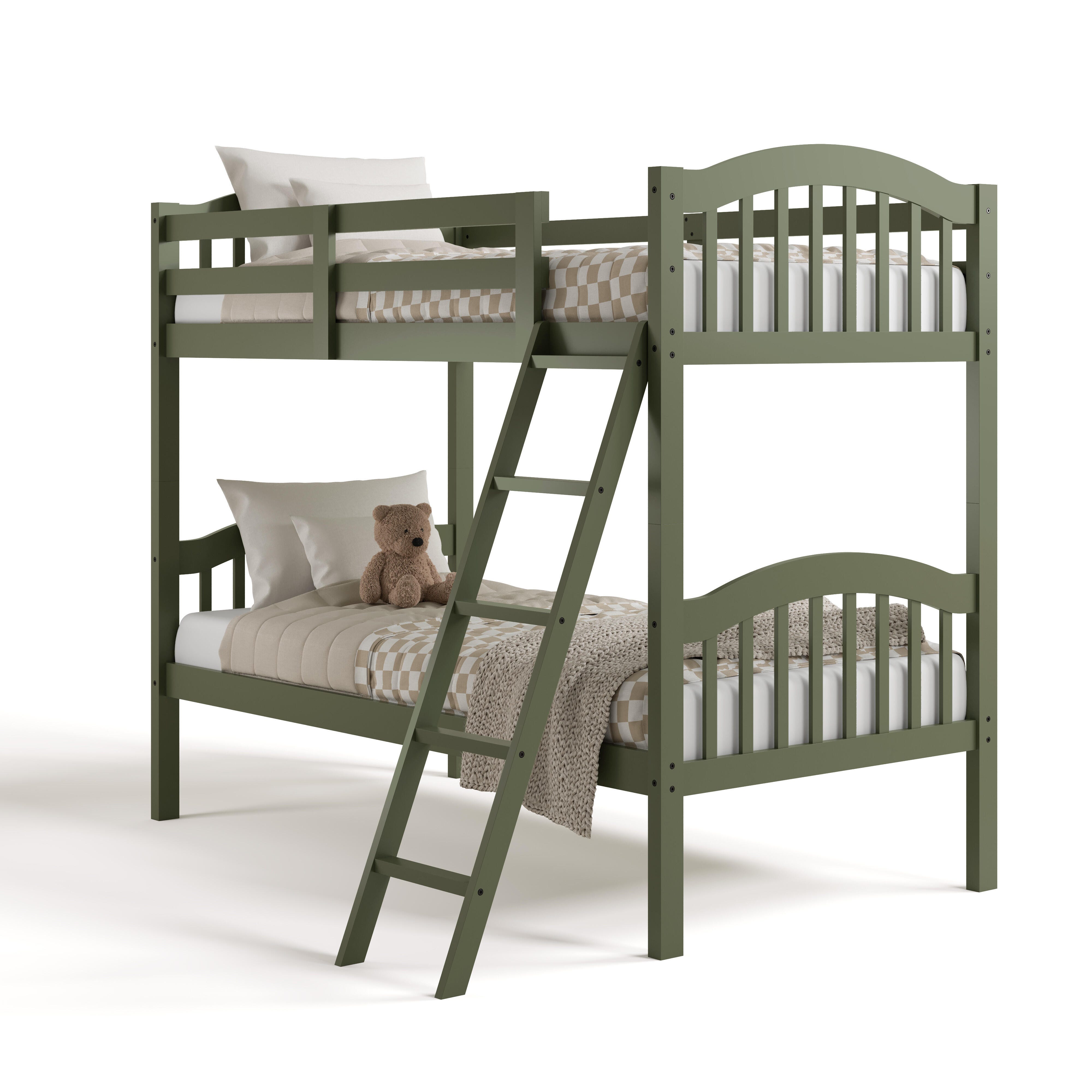 Storkcraft Longhorn Twin-over-Twin Bunk Bed, Olive, large