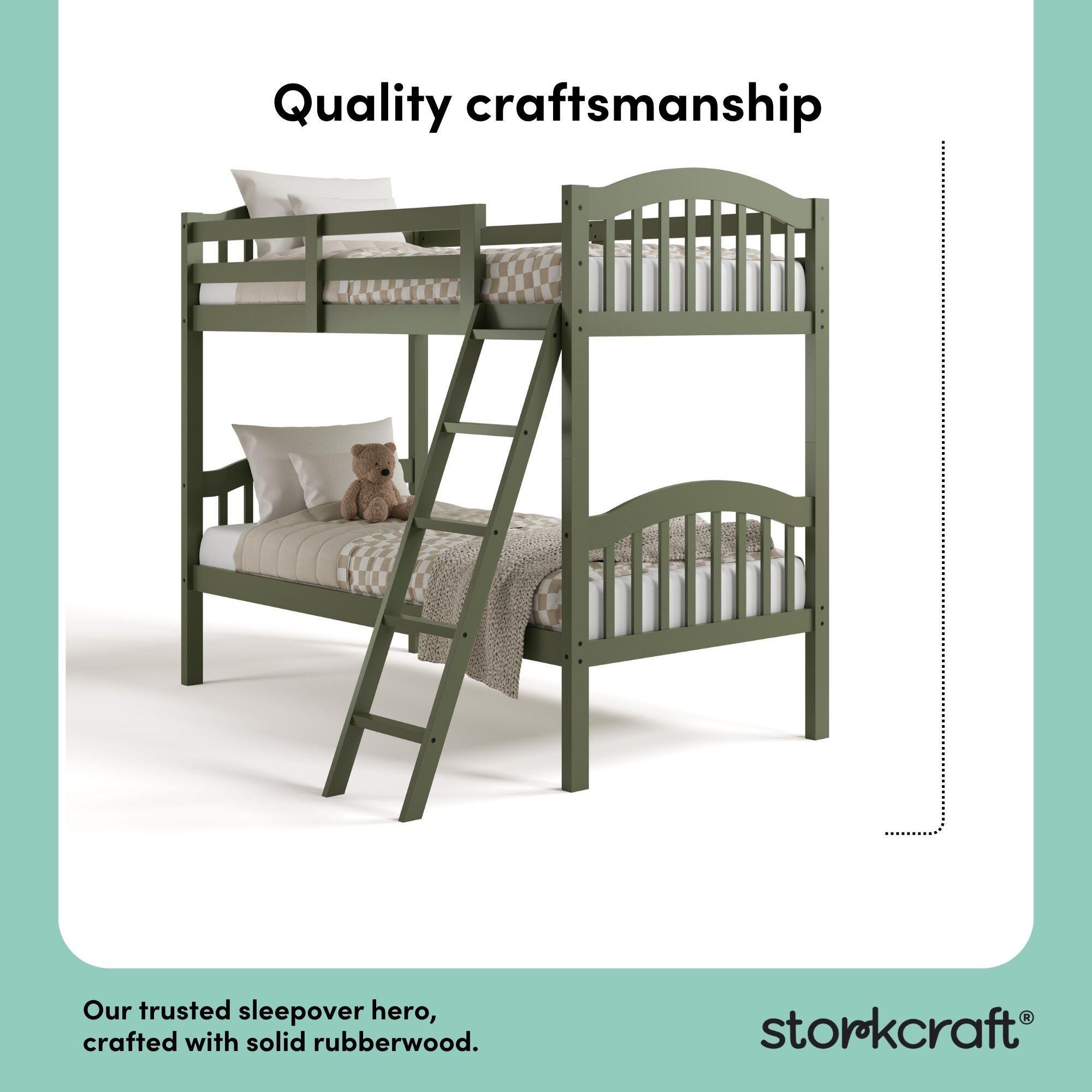 Storkcraft Longhorn Twin-over-Twin Bunk Bed, Olive, large