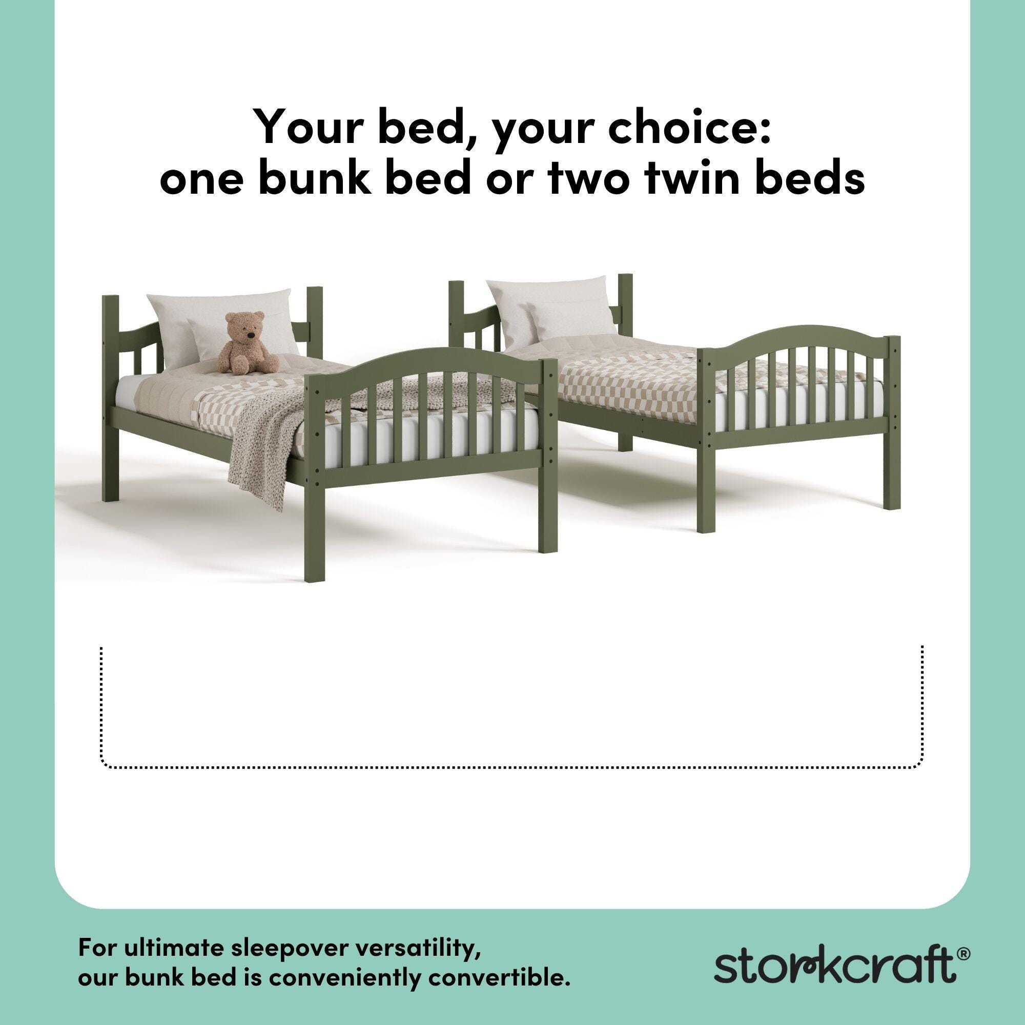 Storkcraft Longhorn Twin-over-Twin Bunk Bed, Olive, large
