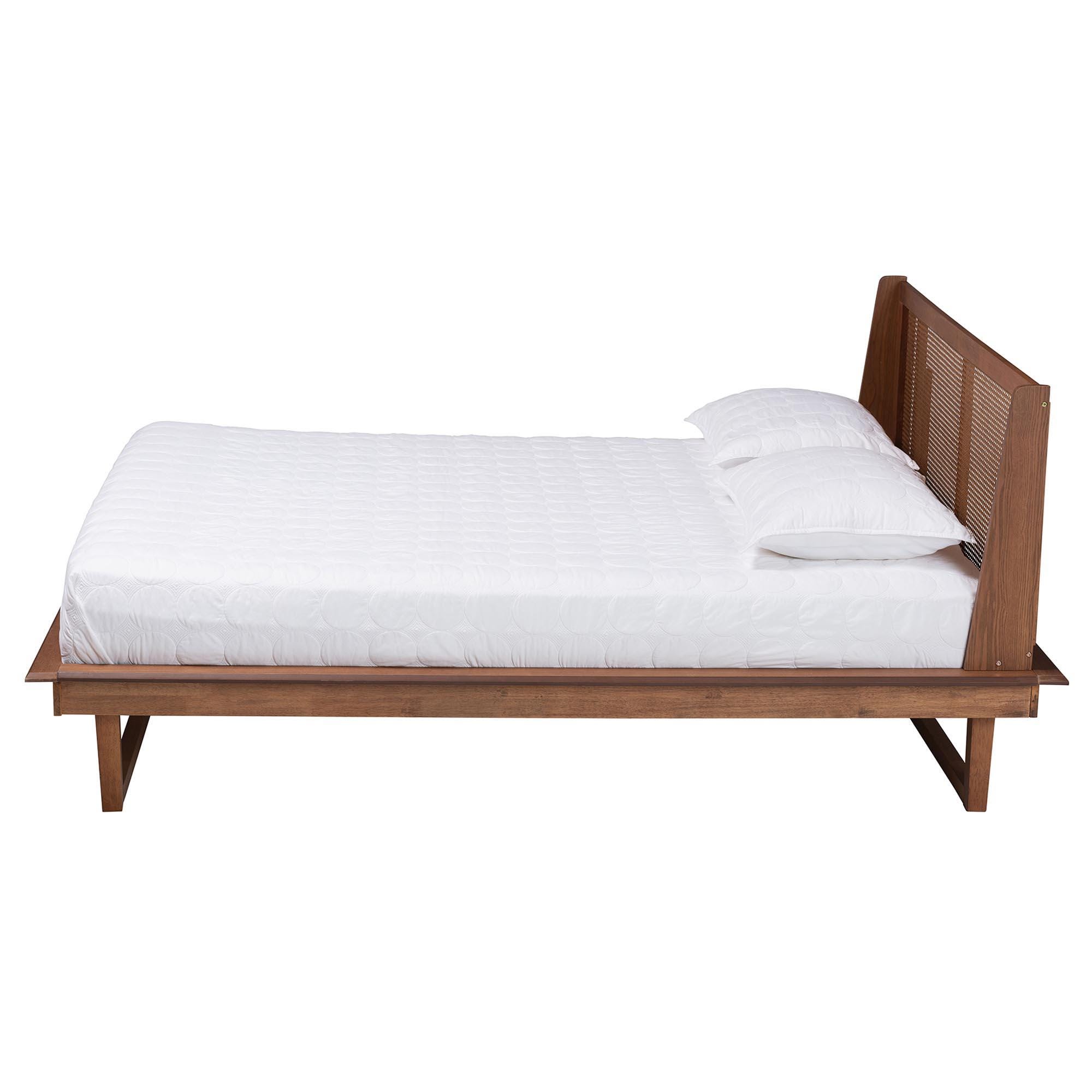 Baxton Studio Aveena Queen Panel Platform Bed, Walnut Brown, large