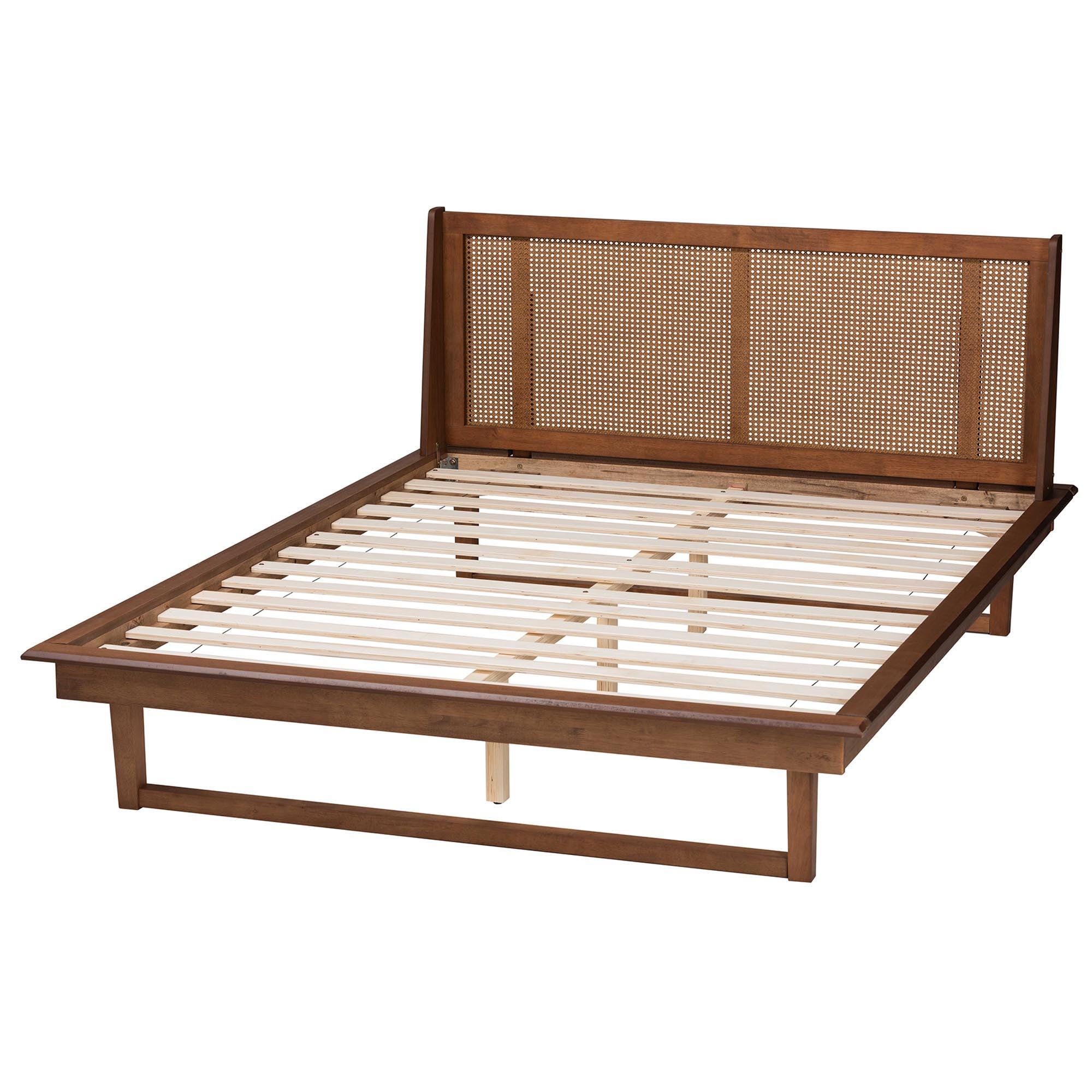 Baxton Studio Aveena Queen Panel Platform Bed, Walnut Brown, large