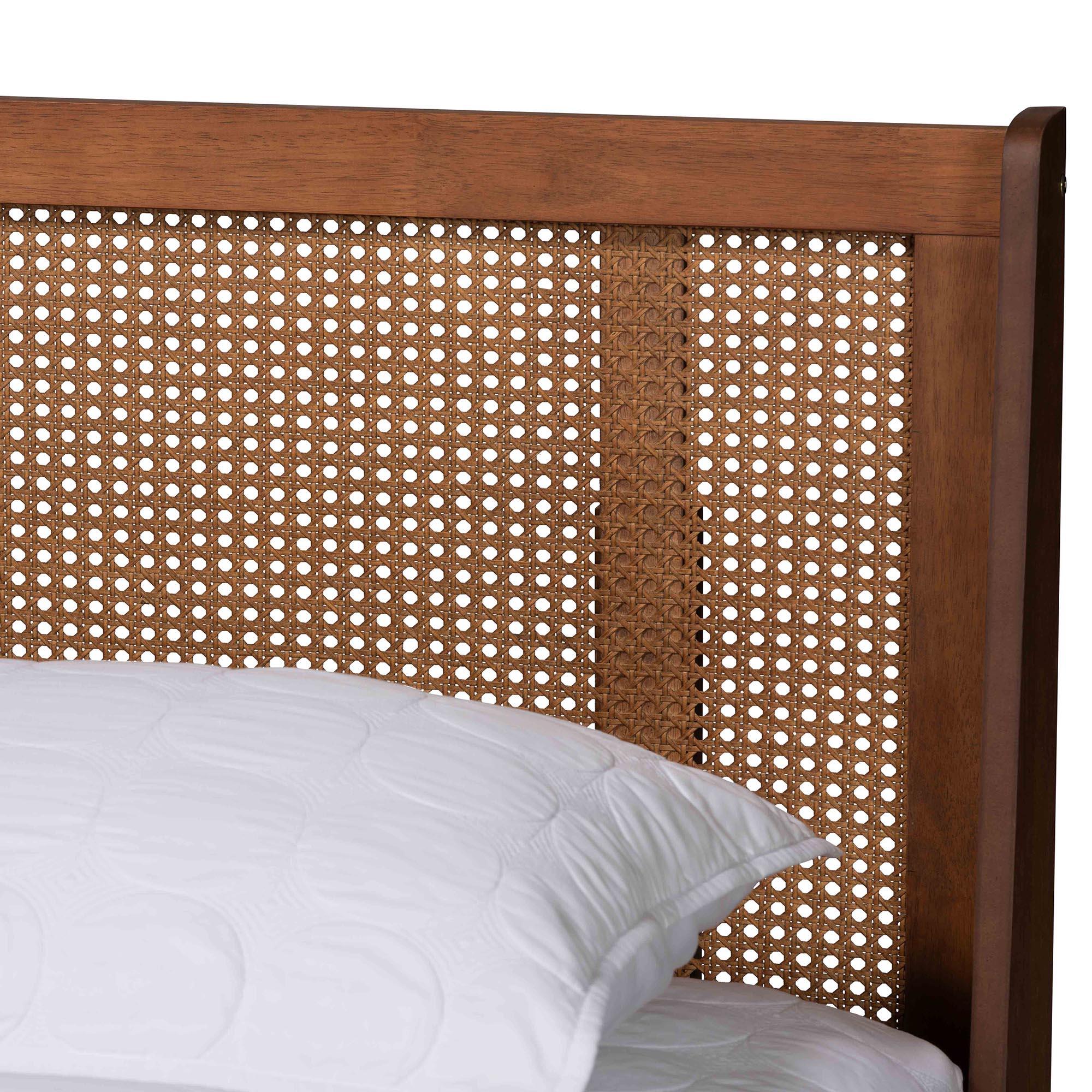 Baxton Studio Aveena Queen Panel Platform Bed, Walnut Brown, large