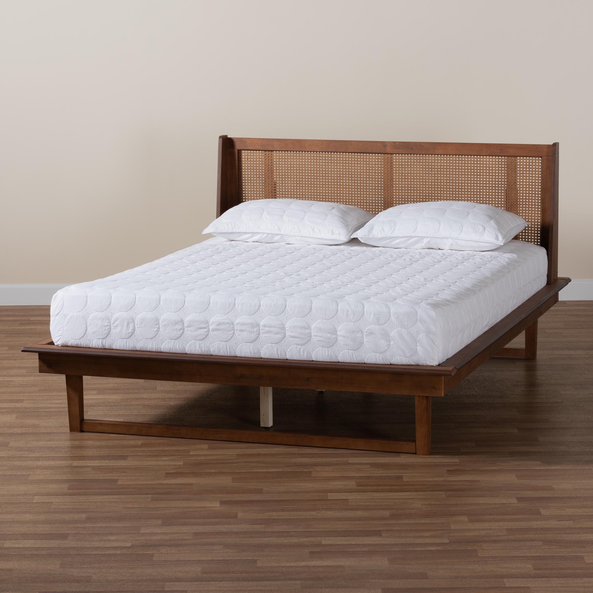 Baxton Studio Aveena Queen Panel Platform Bed, Walnut Brown, large