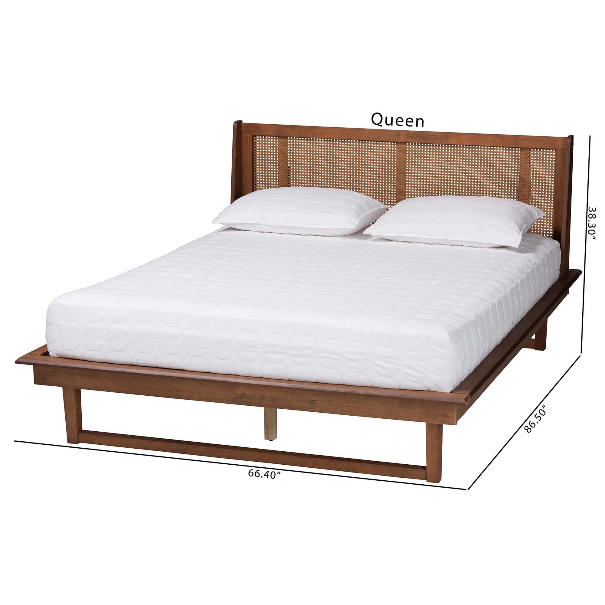 Baxton Studio Aveena Queen Panel Platform Bed, Walnut Brown, large