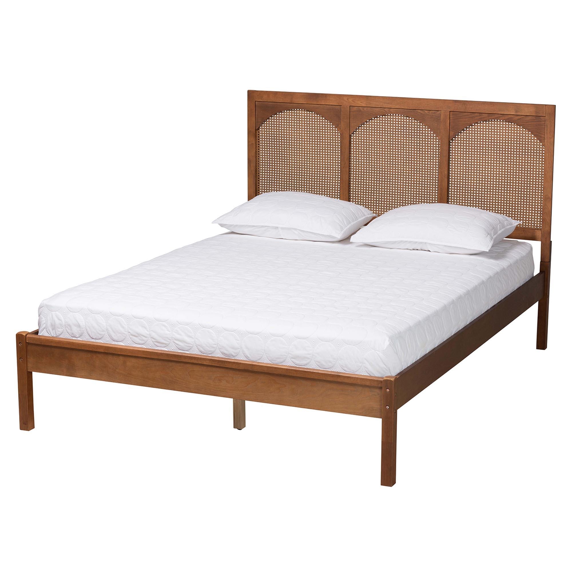 Baxton Studio Blossom King Panel Platform Bed, Ash Walnut, large