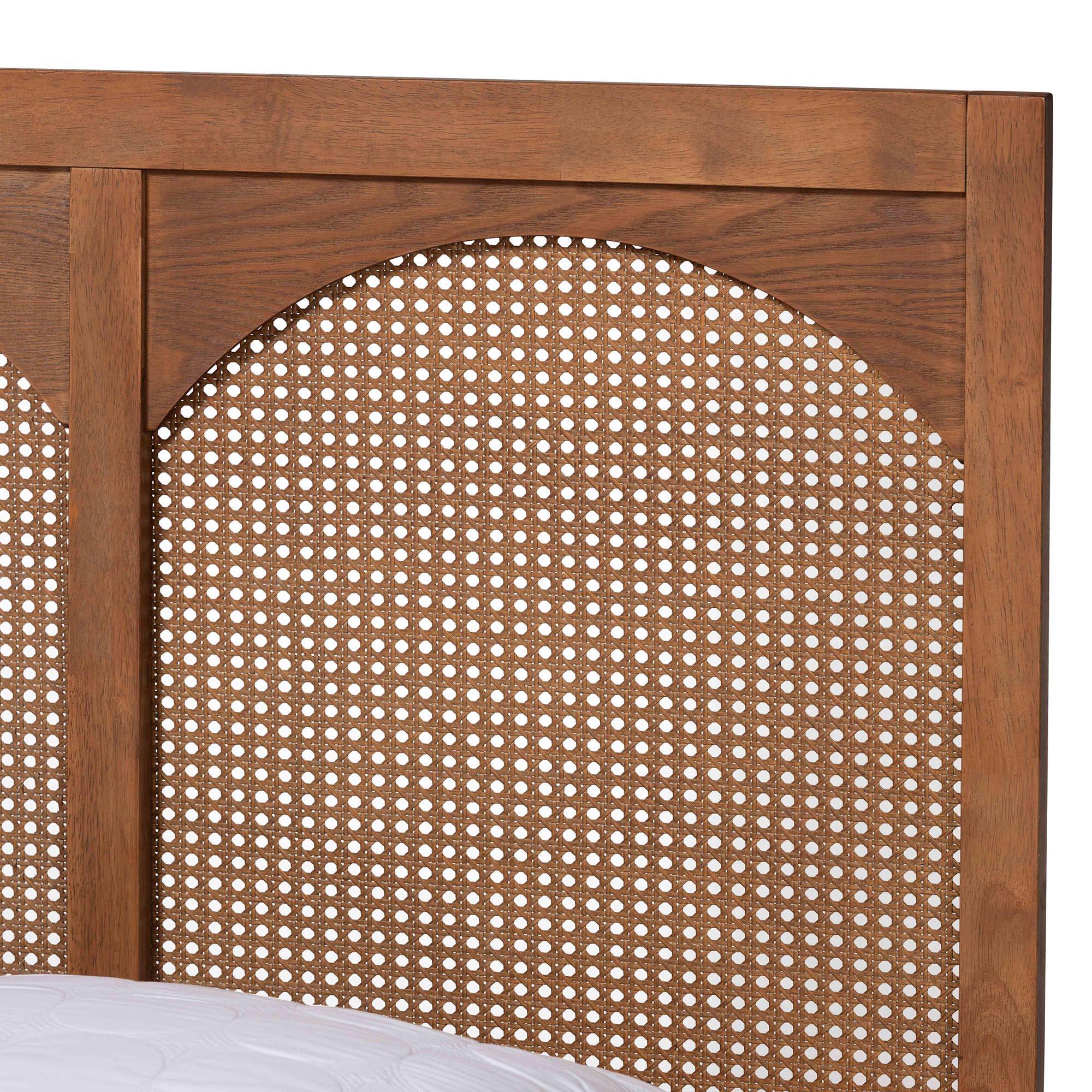 Baxton Studio Blossom King Panel Platform Bed, Ash Walnut, large