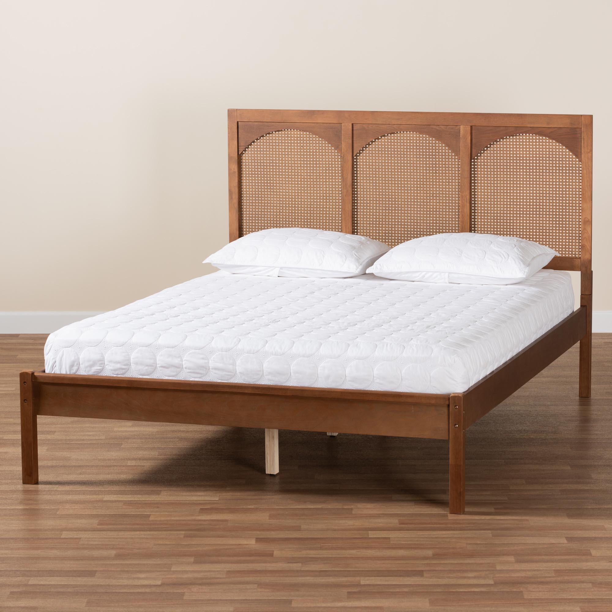Baxton Studio Blossom King Panel Platform Bed, Ash Walnut, large