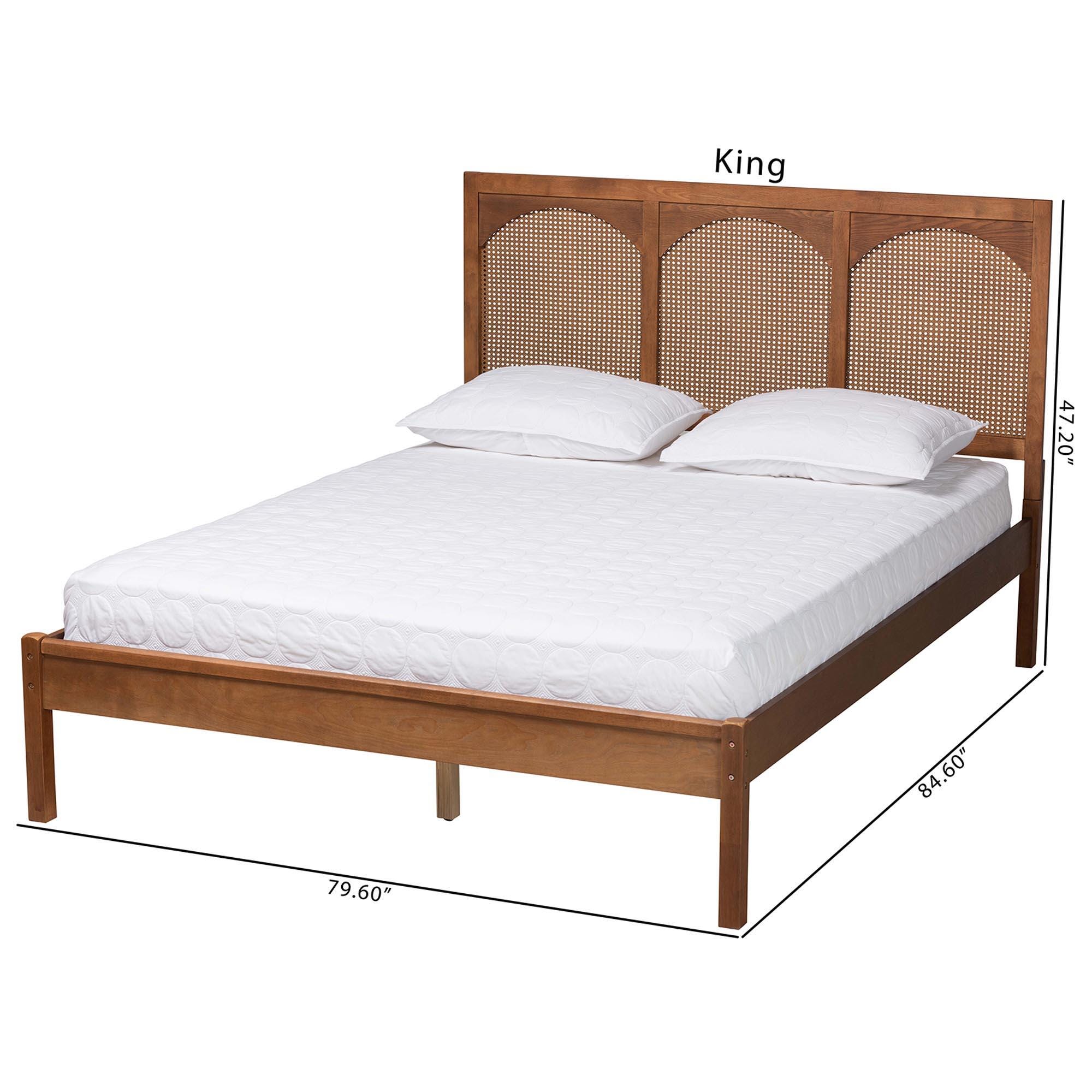 Baxton Studio Blossom King Panel Platform Bed, Ash Walnut, large