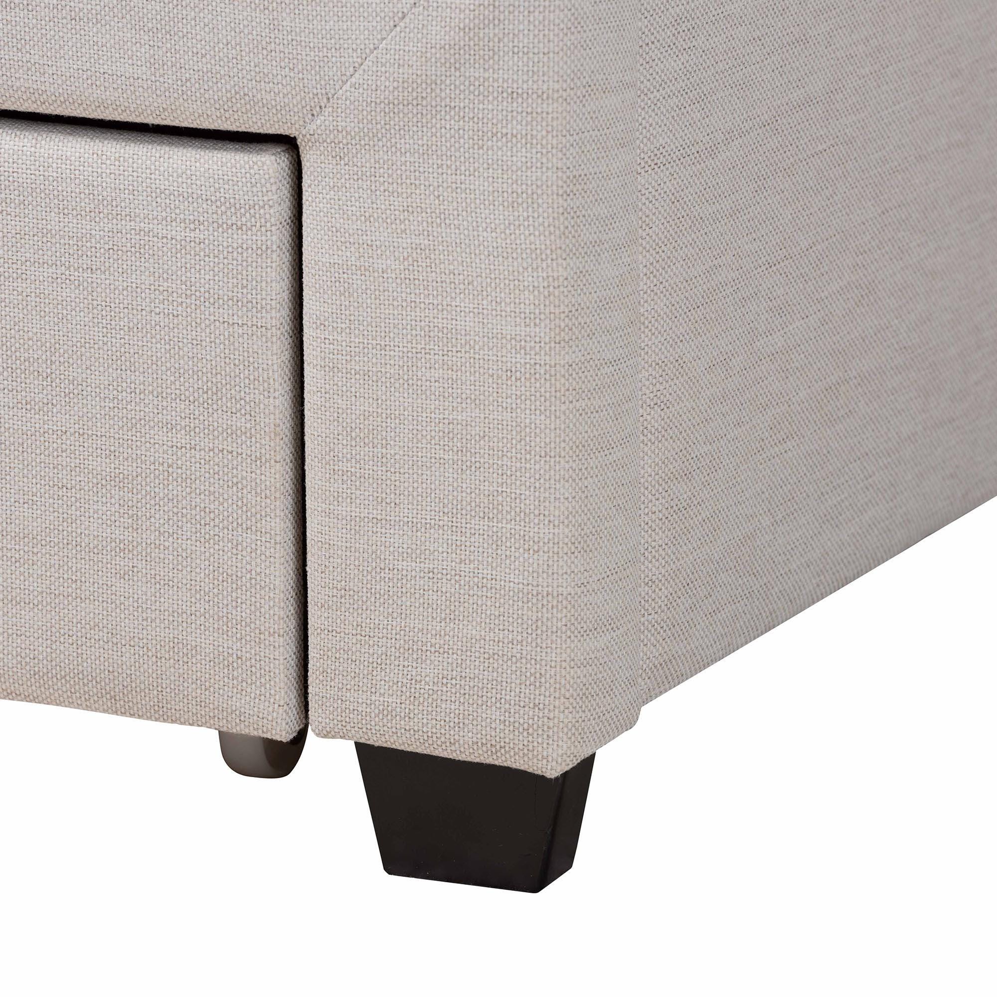 Baxton Studio Braylon Full Panel Platform Bed with 3 Storage Drawers, Beige, large