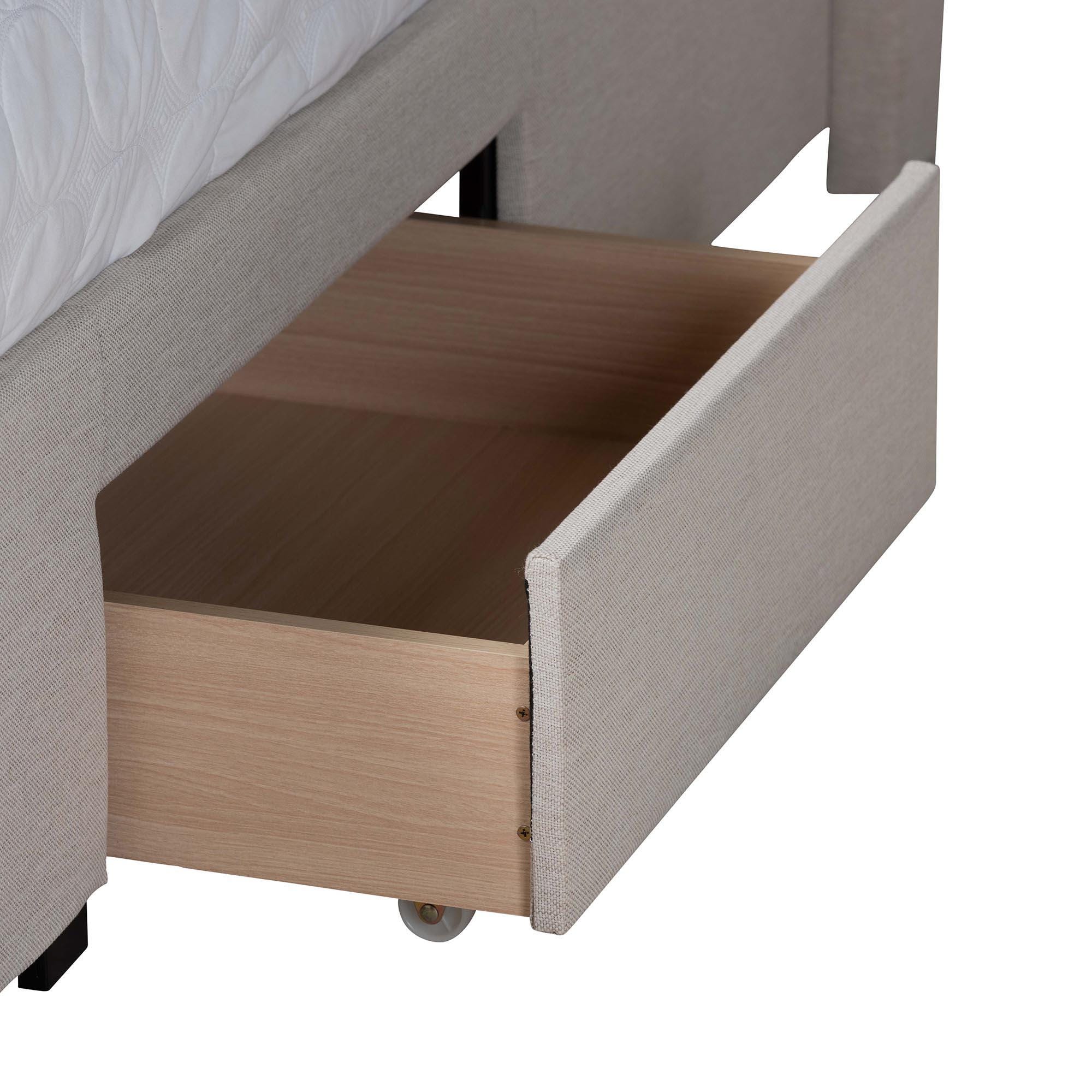 Baxton Studio Braylon Full Panel Platform Bed with 3 Storage Drawers, Beige, large