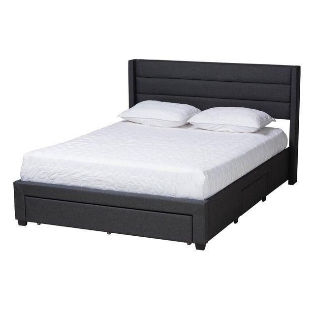 Baxton Studio Braylon Queen Panel Platform Bed with 3 Storage Drawers