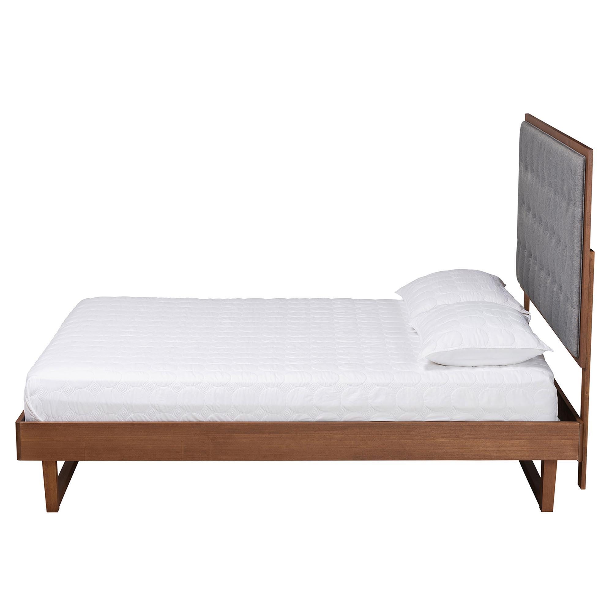 Baxton Studio Bryn King Panel Platform Bed, Gray/Walnut Brown, large