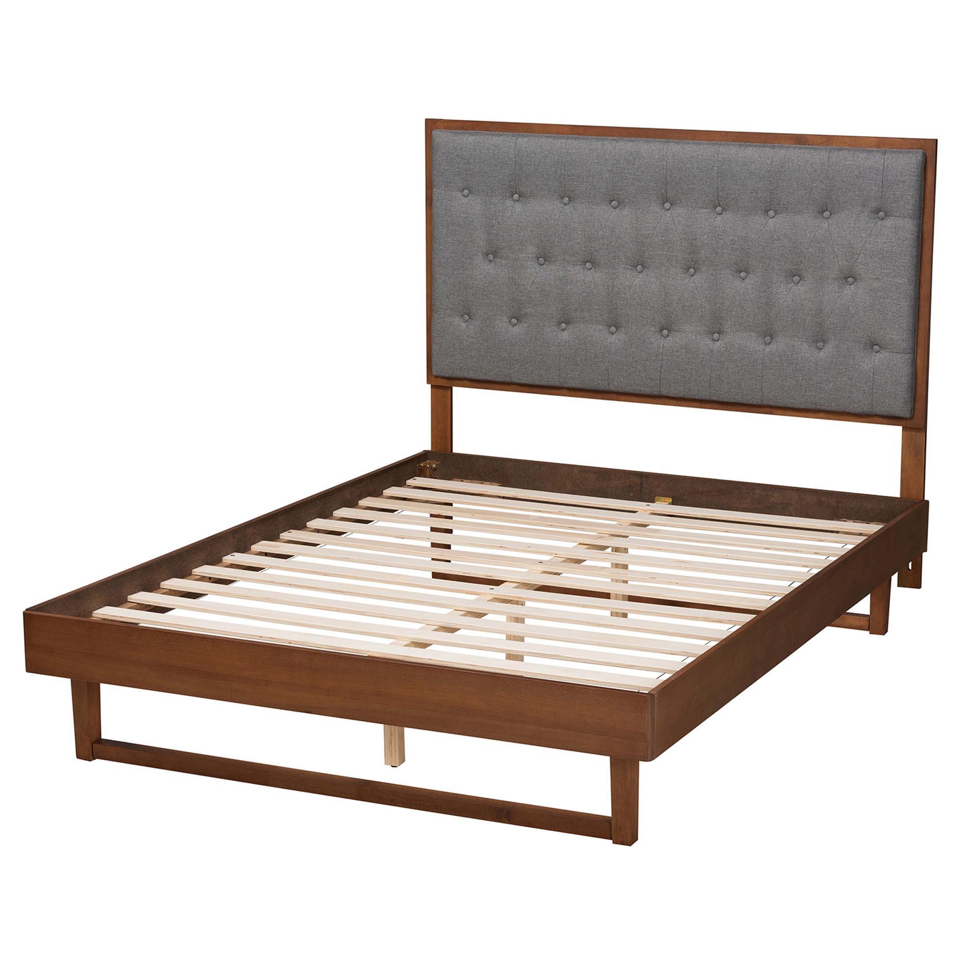 Baxton Studio Bryn King Panel Platform Bed, Gray/Walnut Brown, large