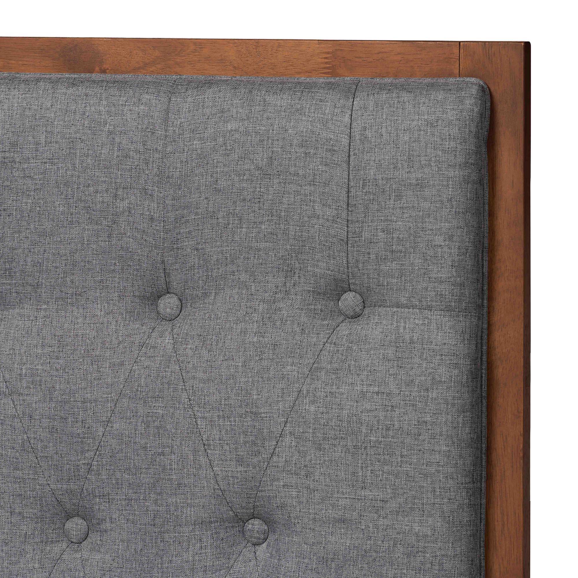 Baxton Studio Bryn King Panel Platform Bed, Gray/Walnut Brown, large