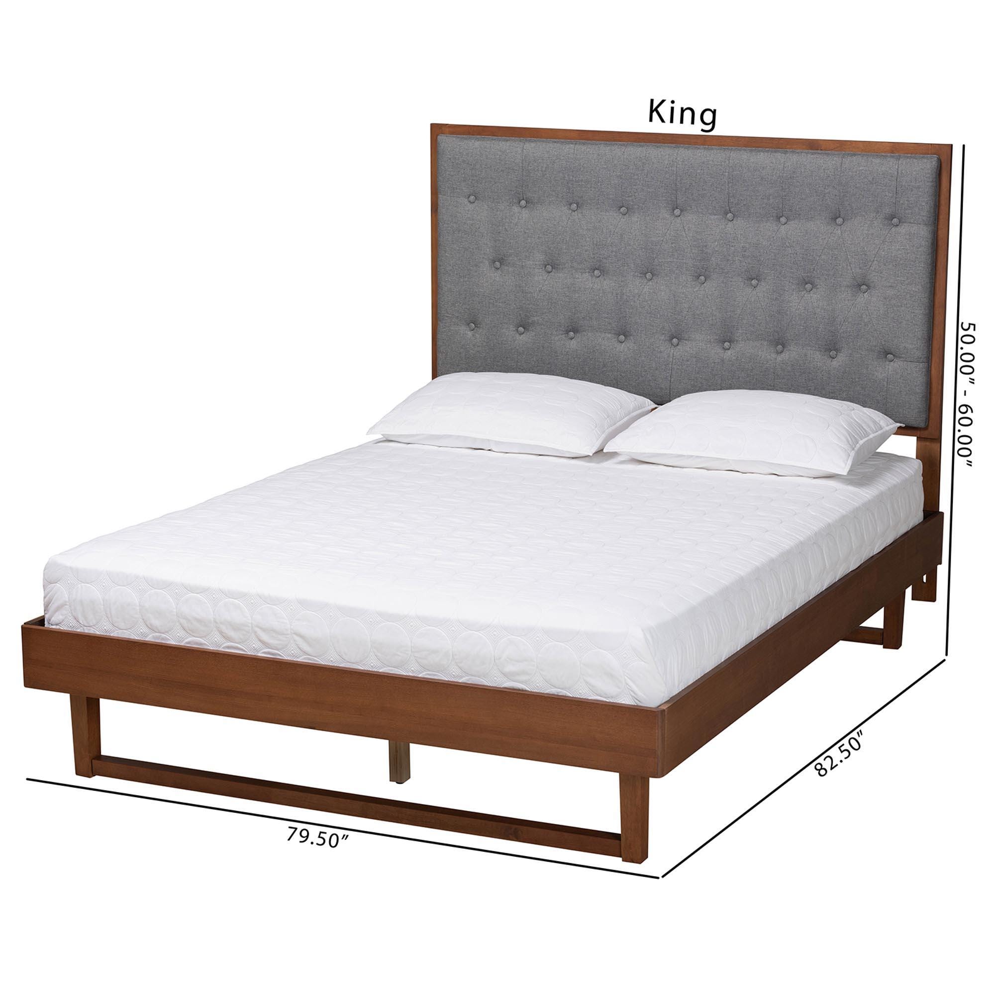 Baxton Studio Bryn King Panel Platform Bed, Gray/Walnut Brown, large