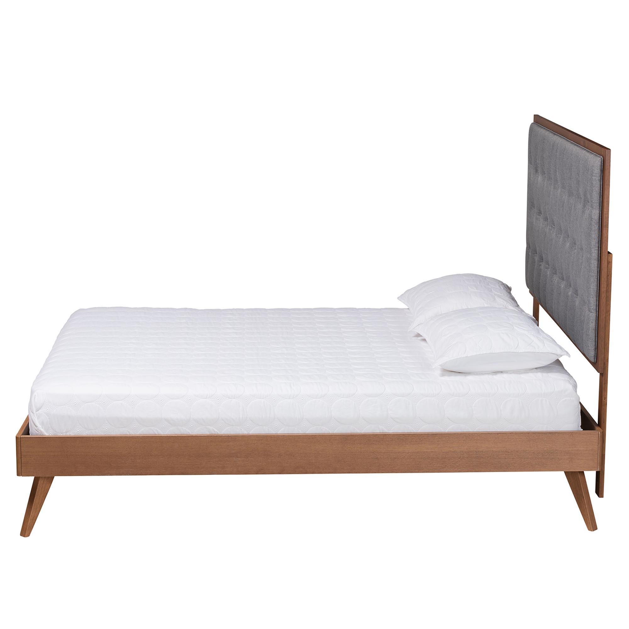 Baxton Studio Dericia King Panel Platform Bed, Gray/Walnut Brown, large