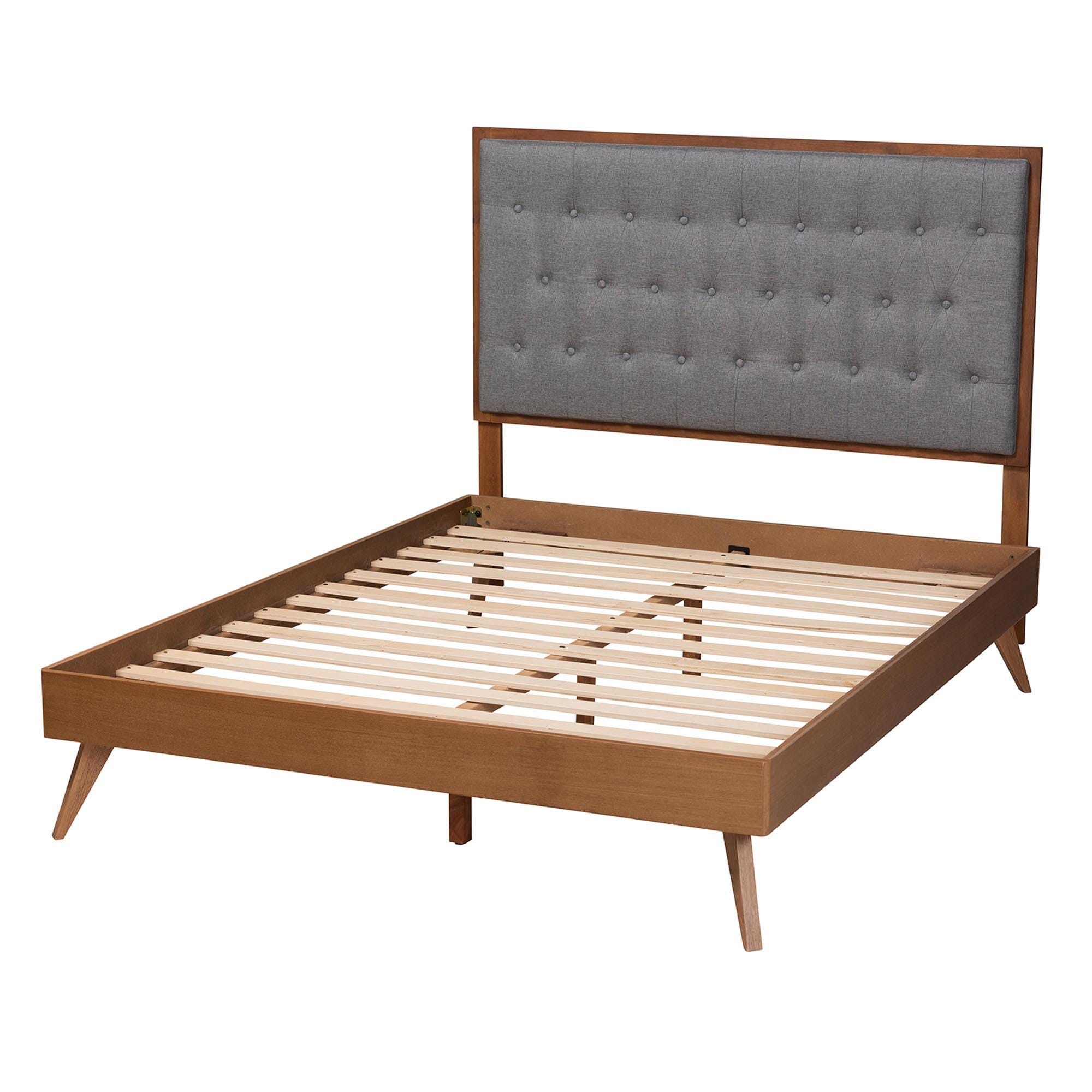 Baxton Studio Dericia King Panel Platform Bed, Gray/Walnut Brown, large