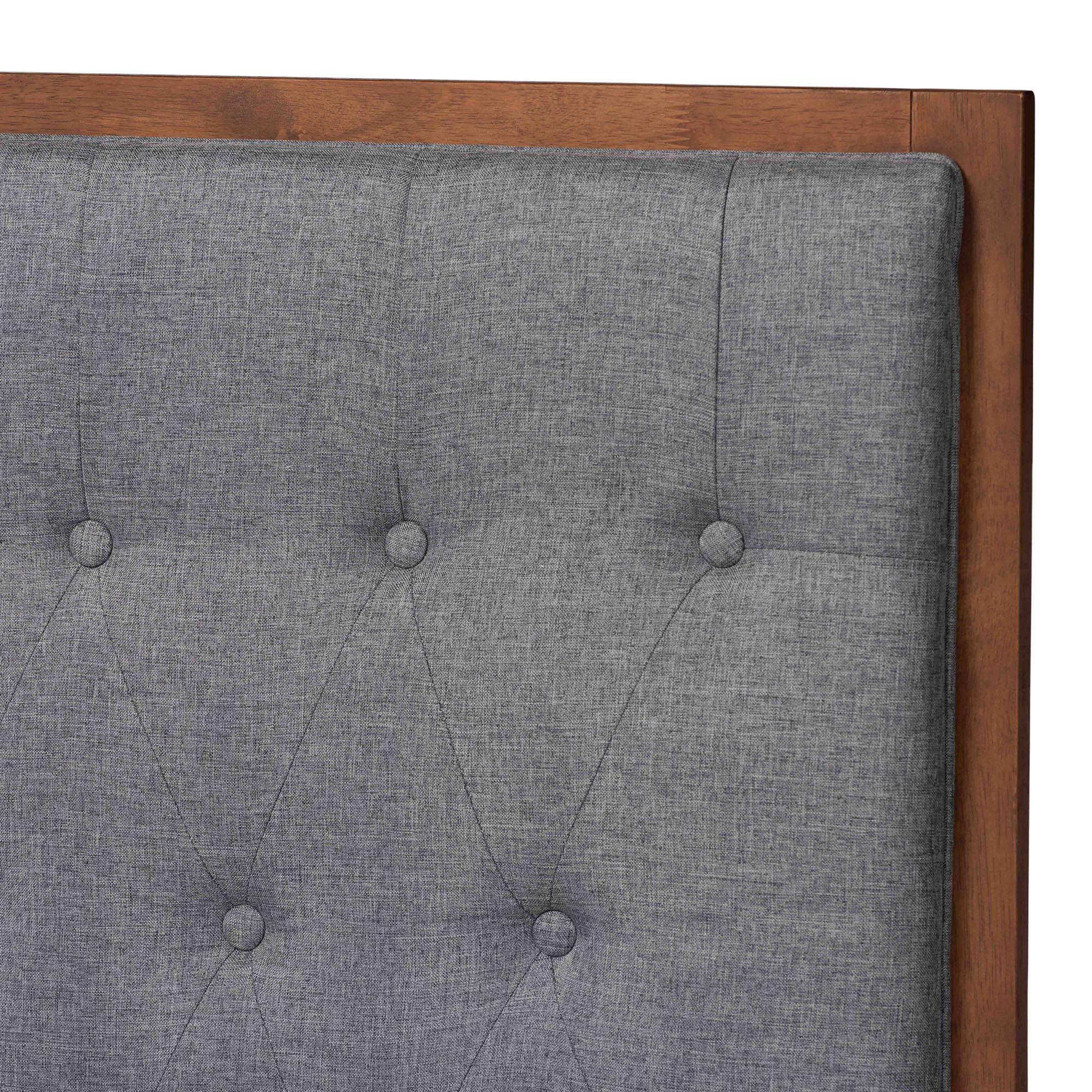 Baxton Studio Dericia King Panel Platform Bed, Gray/Walnut Brown, large