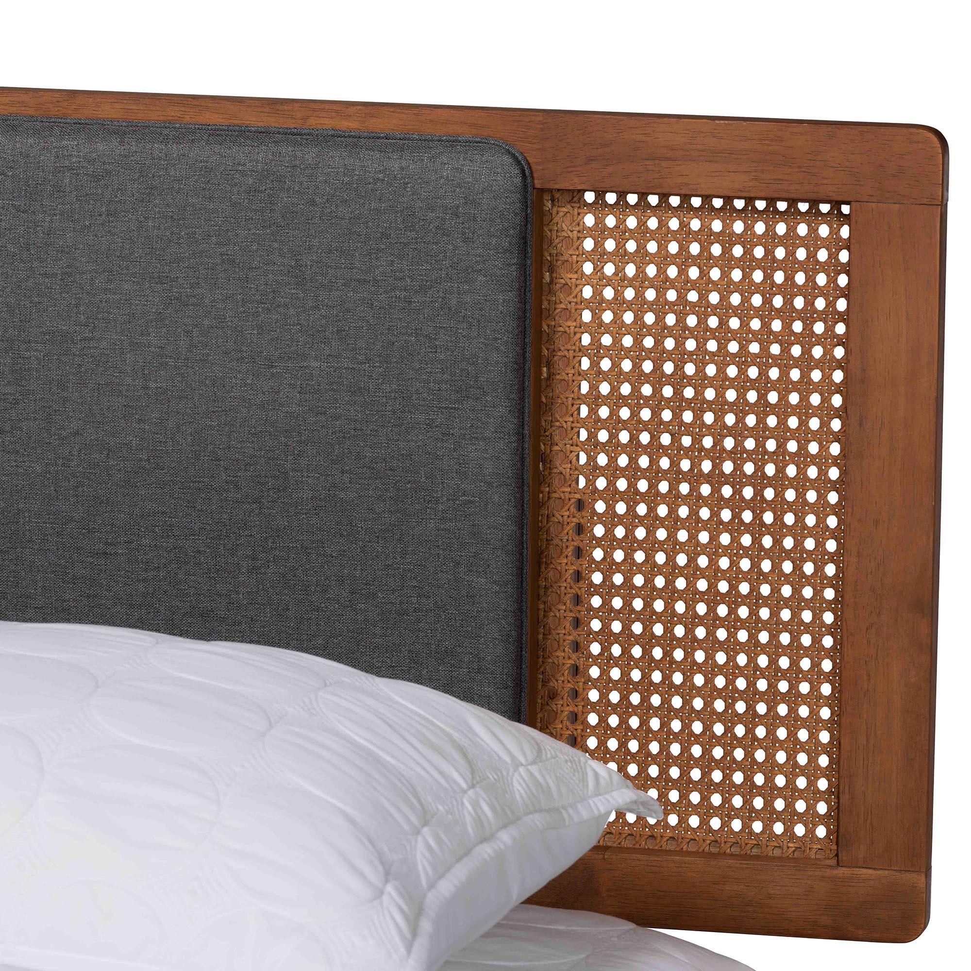 Baxton Studio Eliseo King Panel Platform Bed, Dark Gray/Walnut Brown, large