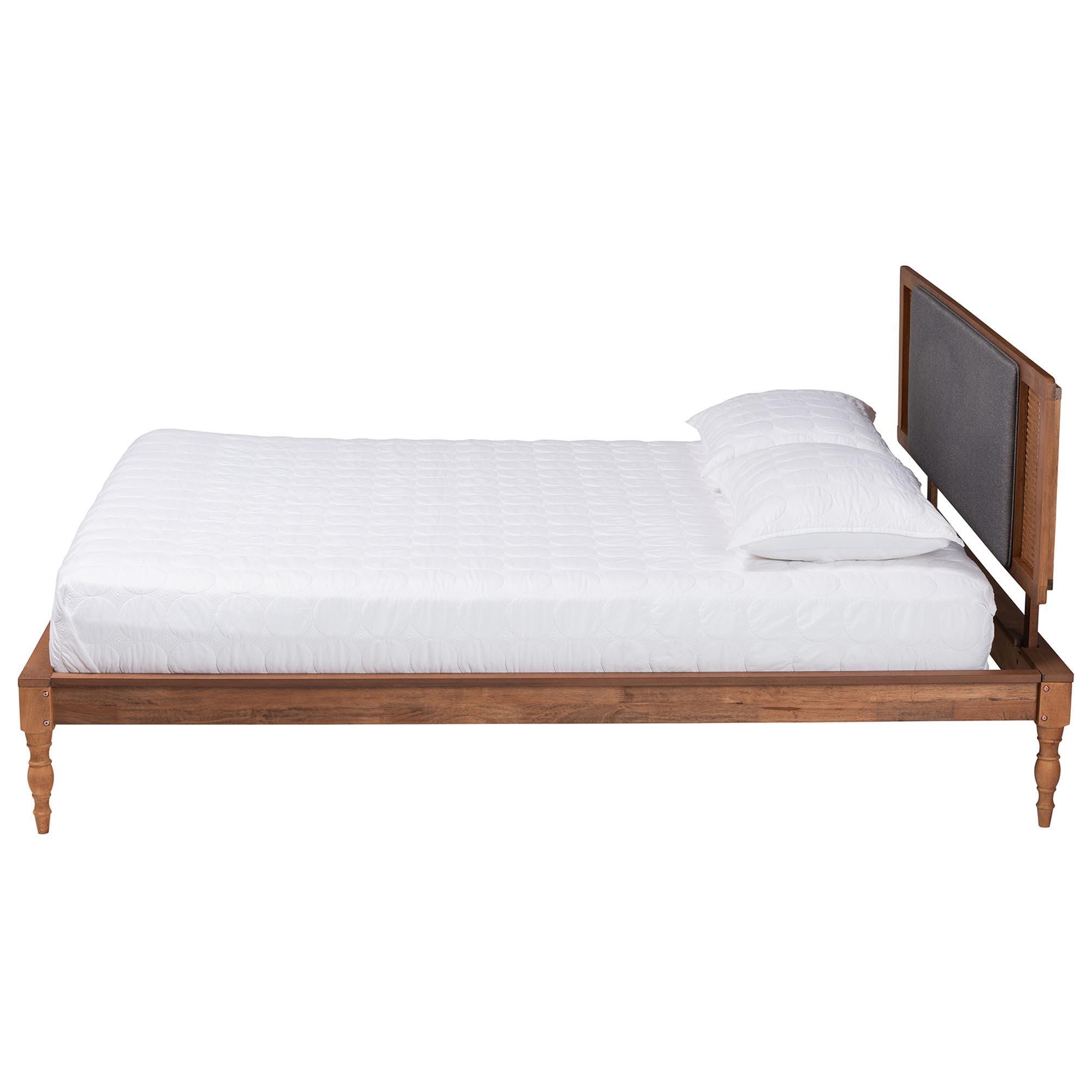 Baxton Studio Eliseo Queen Panel Platform Bed, Dark Gray/Walnut Brown, large